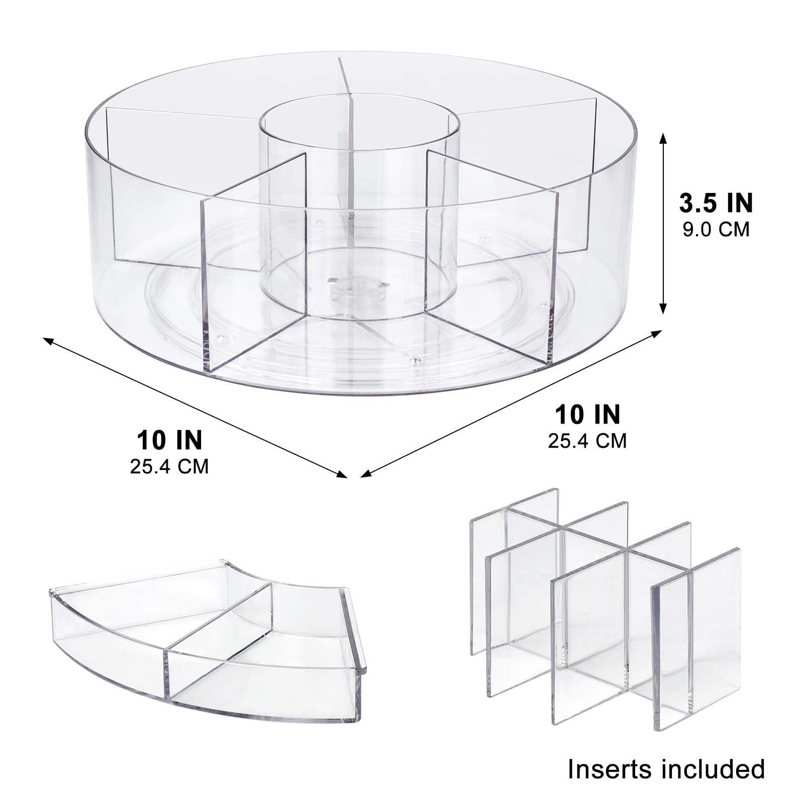 360° Rotating Makeup Organizer, 10″ Clear Turntable Lazy Susan 10″,