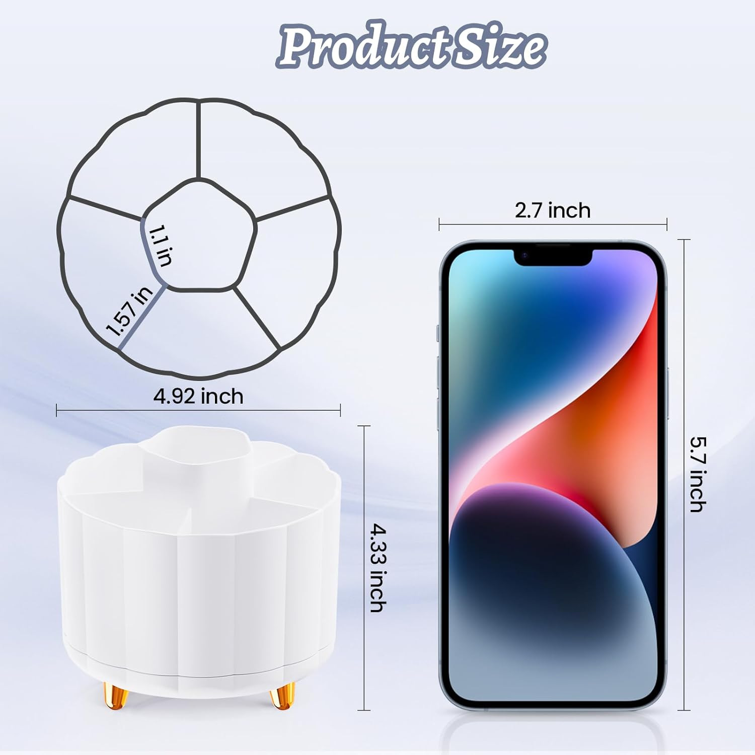 360 Rotating Pencil Pen Holder for Desk, White Pen Organizer with 6 Slots, Cute