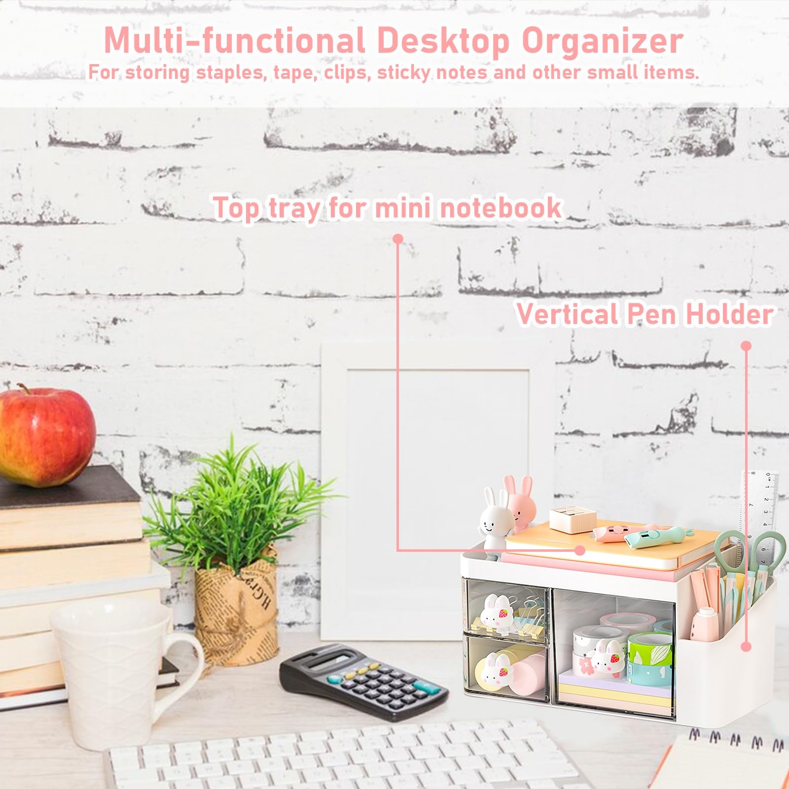 Desk Organizer with 3 Drawers and Pencil Pen holder, Multi-Functional Desktop…