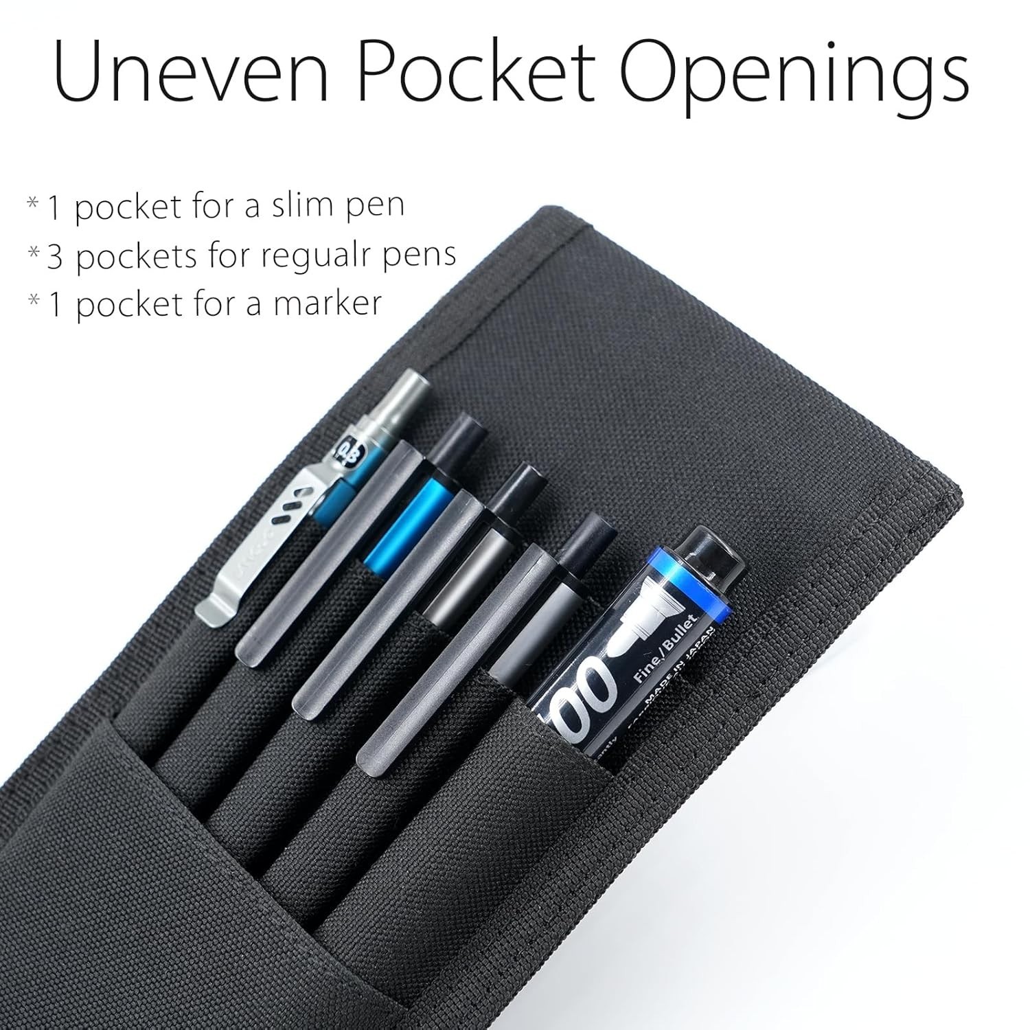 Detachable Pencil and Pen Holder with Elastic Band for Journals – Black
