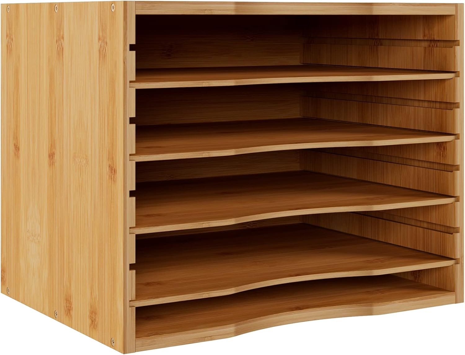 Elegant Bamboo 5-Tier Desktop Organizer with Adjustable Shelves for Home Office