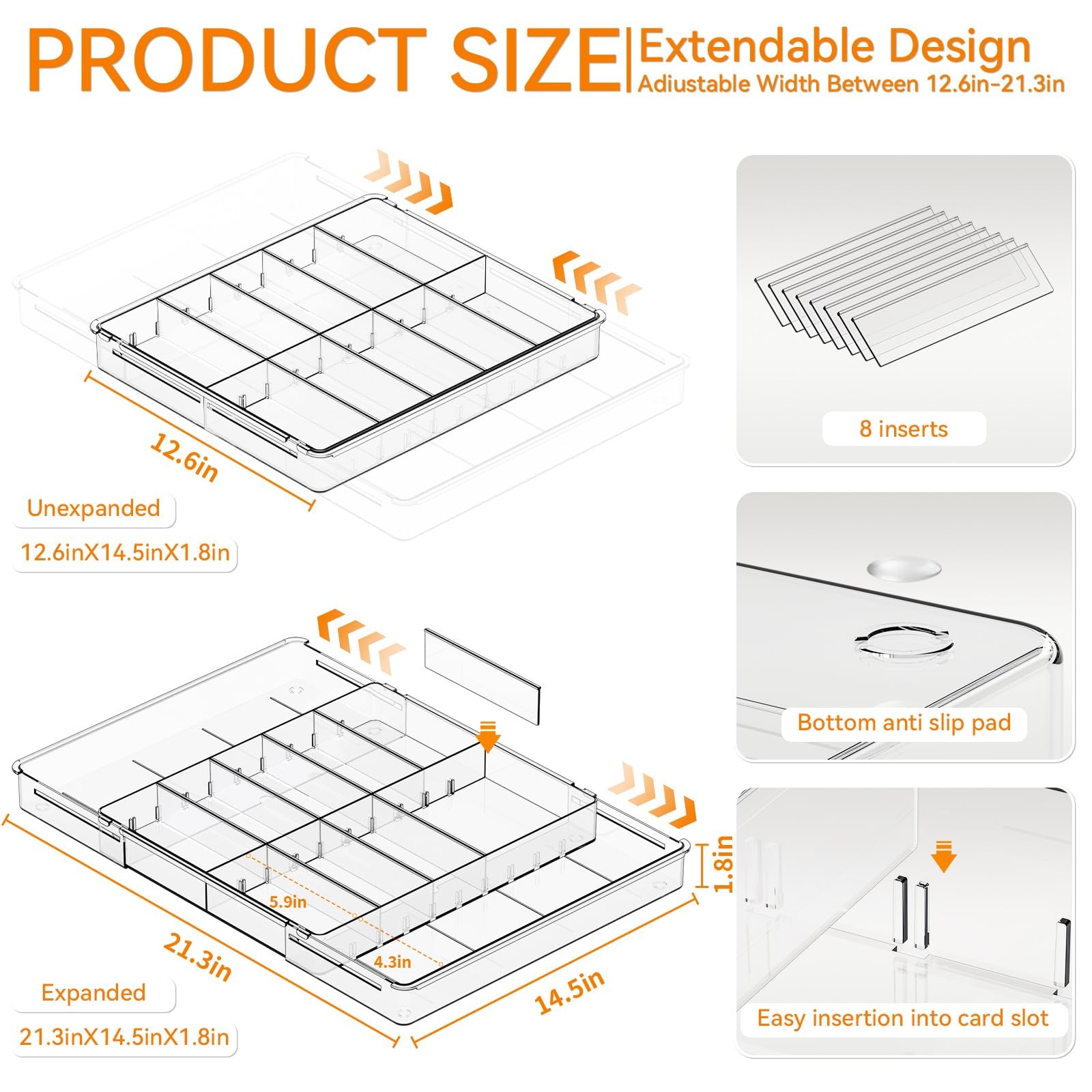 Large Expandable Desk Drawer Organizer Tray for Office Supplies and Accessori…