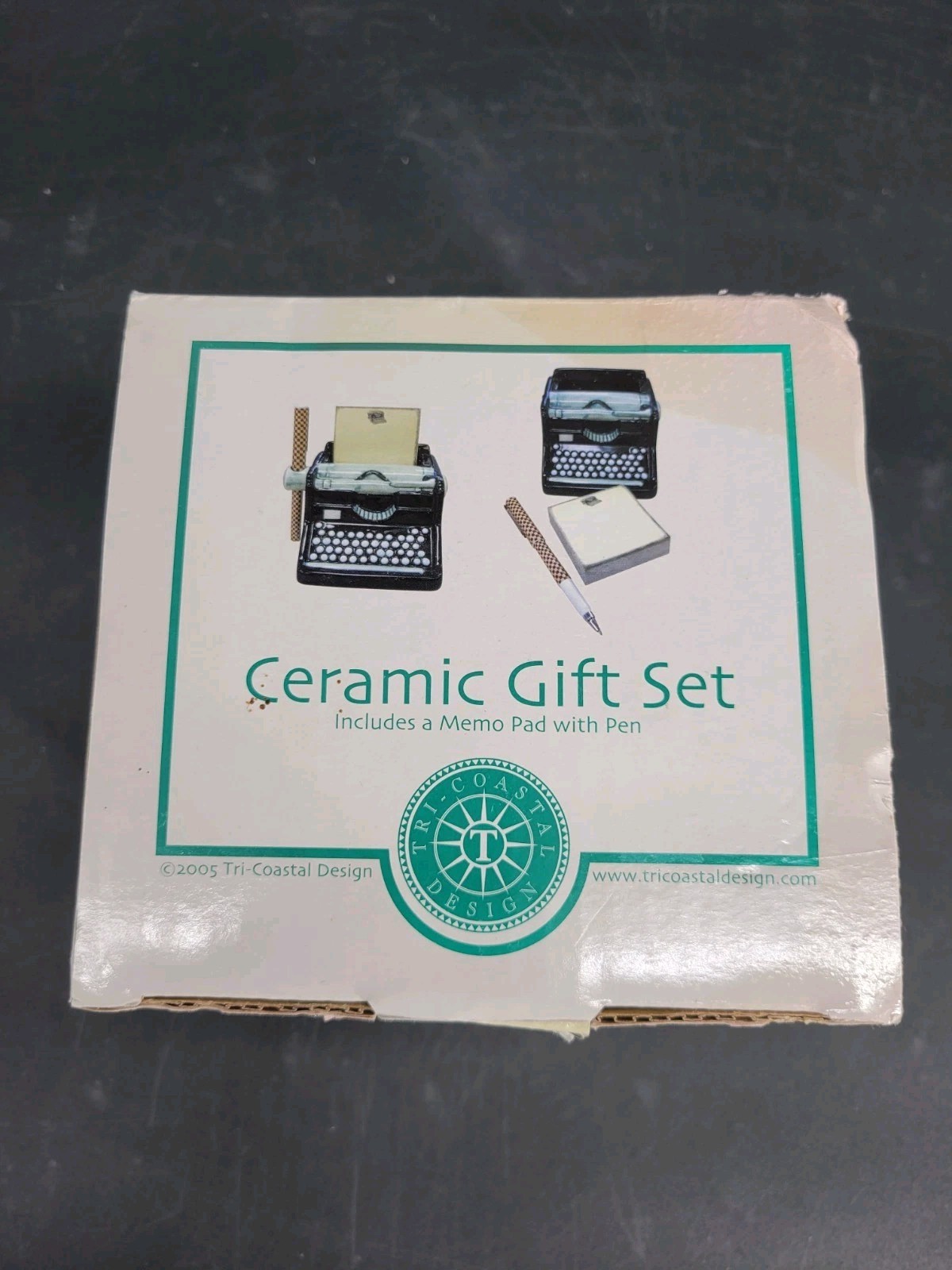 Vintage 2005 Typewriter Shape Ceramic Gift Set by Tri-Coastal Design -New In Box