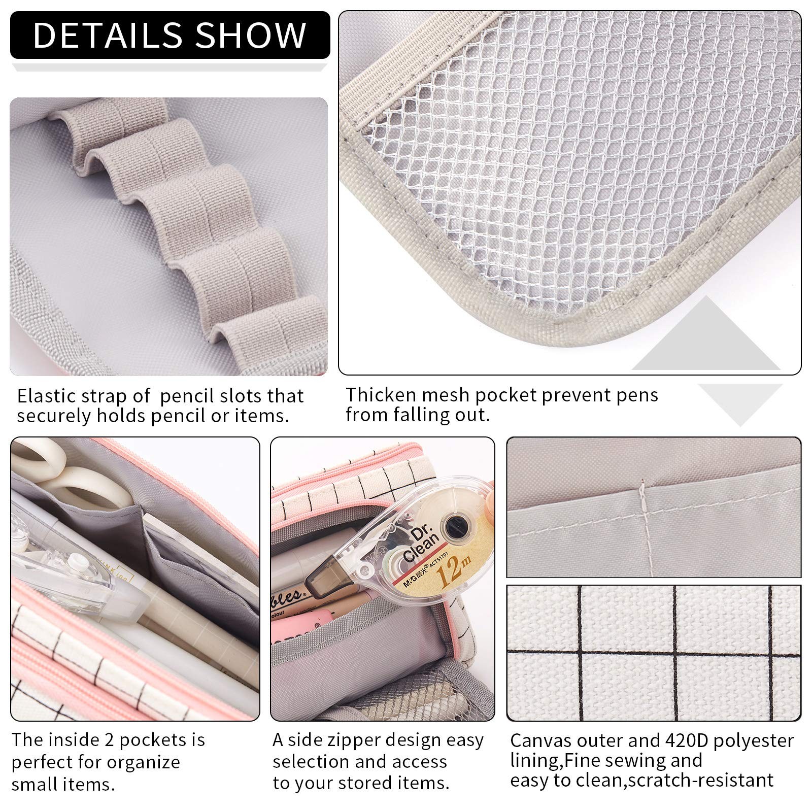 Large Capacity Colored Canvas Storage Pouch Marker Pen Pencil Case Simple Sta…