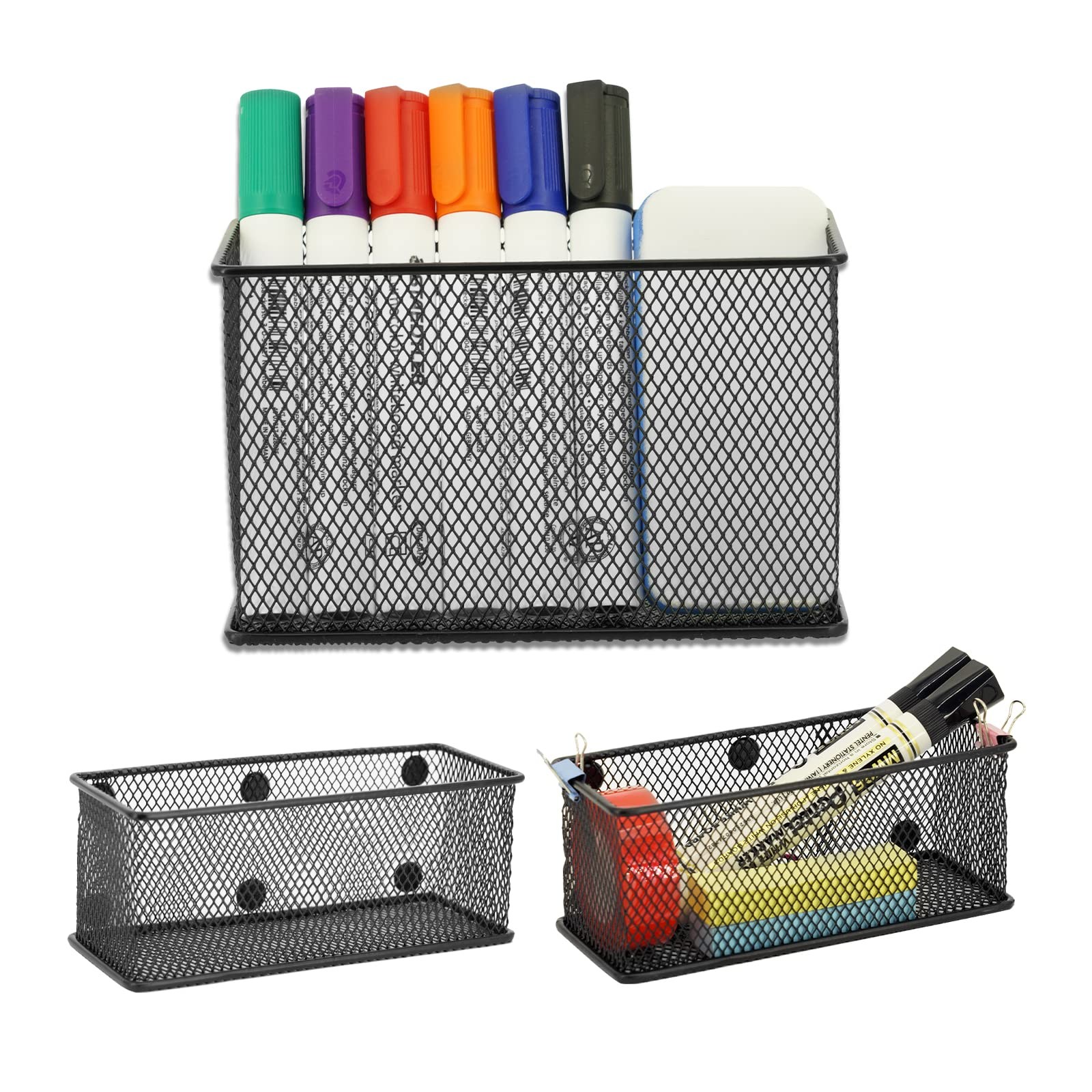 Magnetic Locker Shelf Organizer, Pencil Holder, Metal Storage Basket for Whit…
