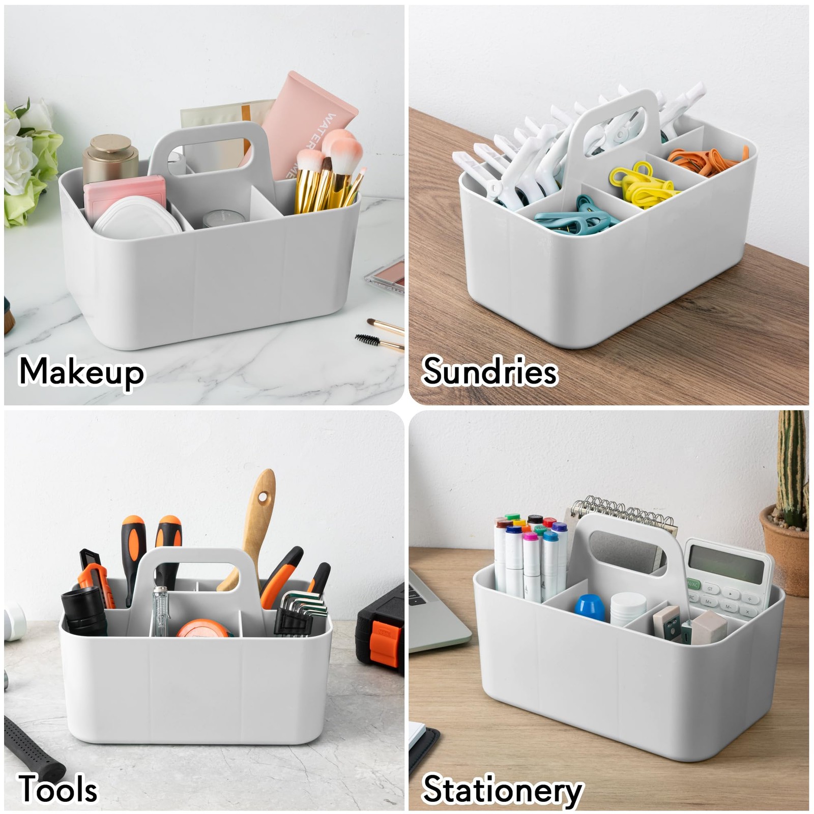 2 Pack Caddy Organizer With Handle Portable Plastic Caddy Storage Organizer For