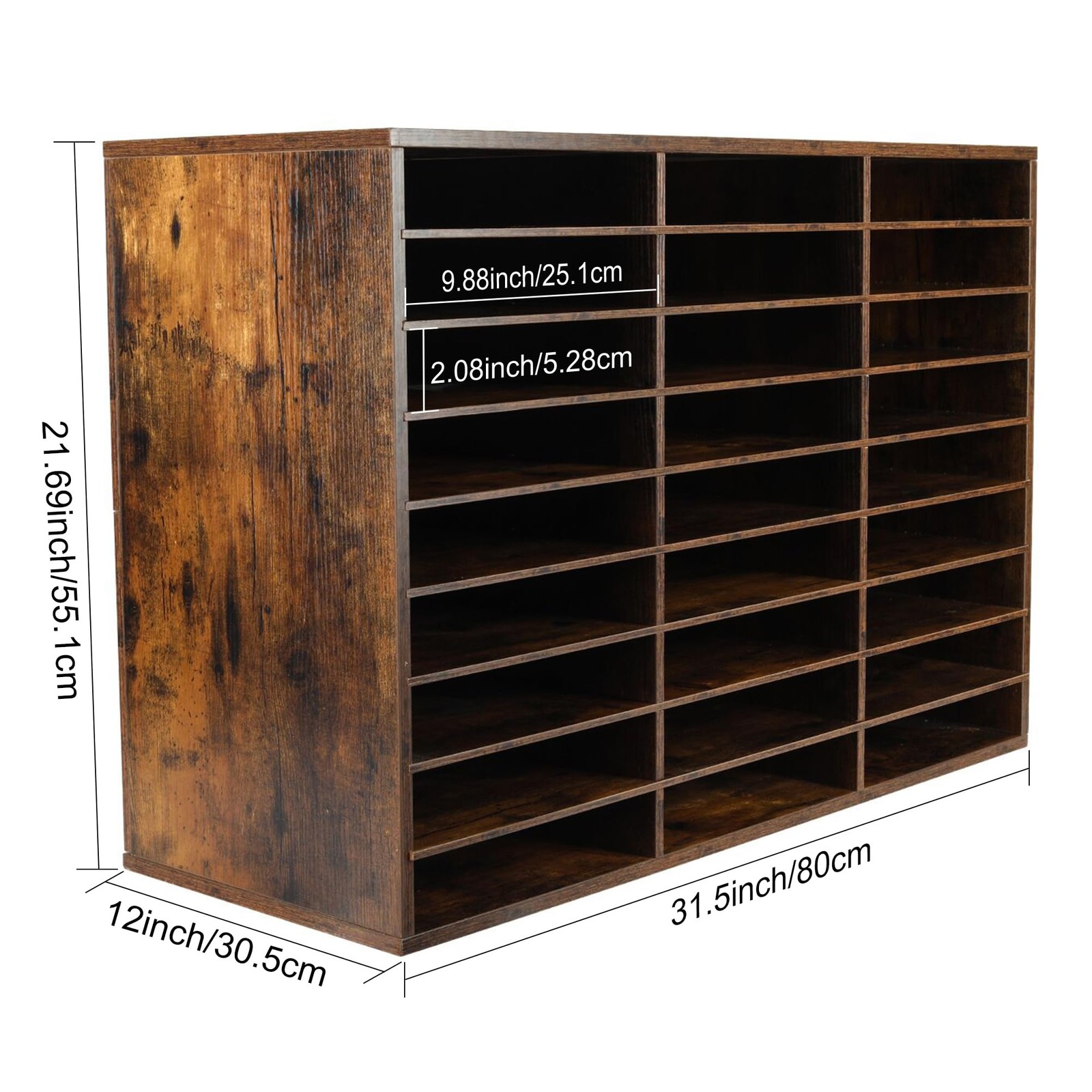 27 Compartments Wooden Literature Organizer with Adjustable Shelves, 13500 Sh…