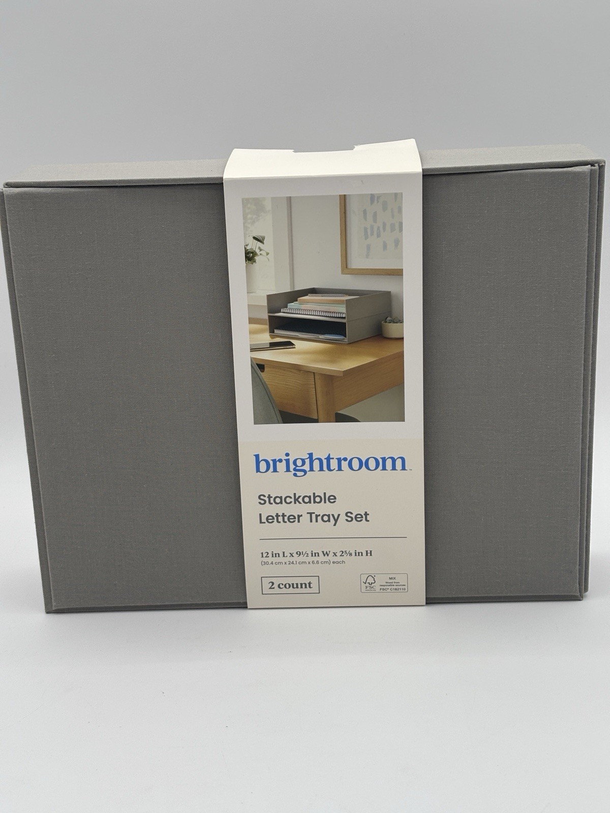 Canvas Letter Tray Desktop Organization Set of 2 Gray Brightroom, New