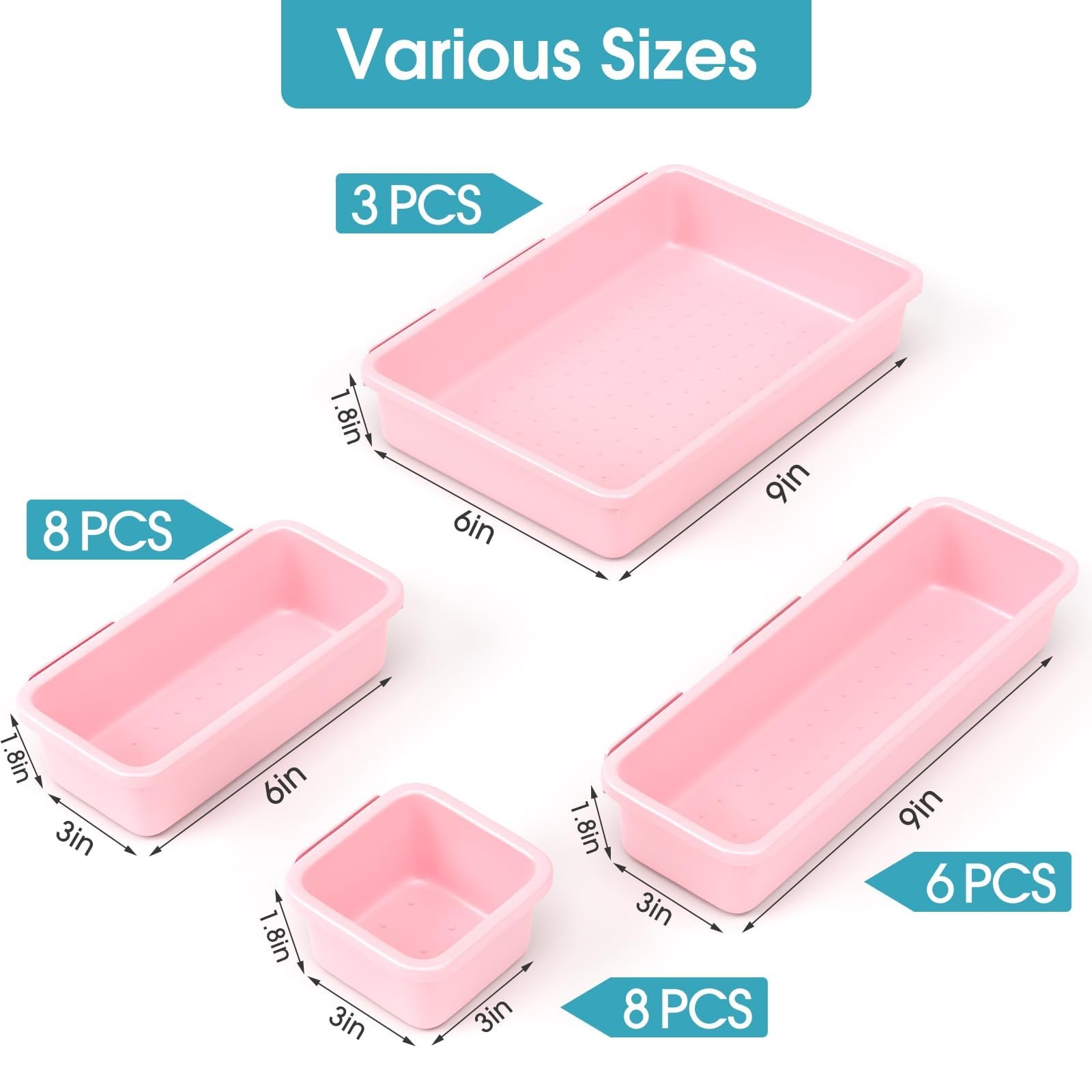 25 PCS Drawer Organizer Set, 4 Size Makeup Drawer Divider Organizer With Non-…