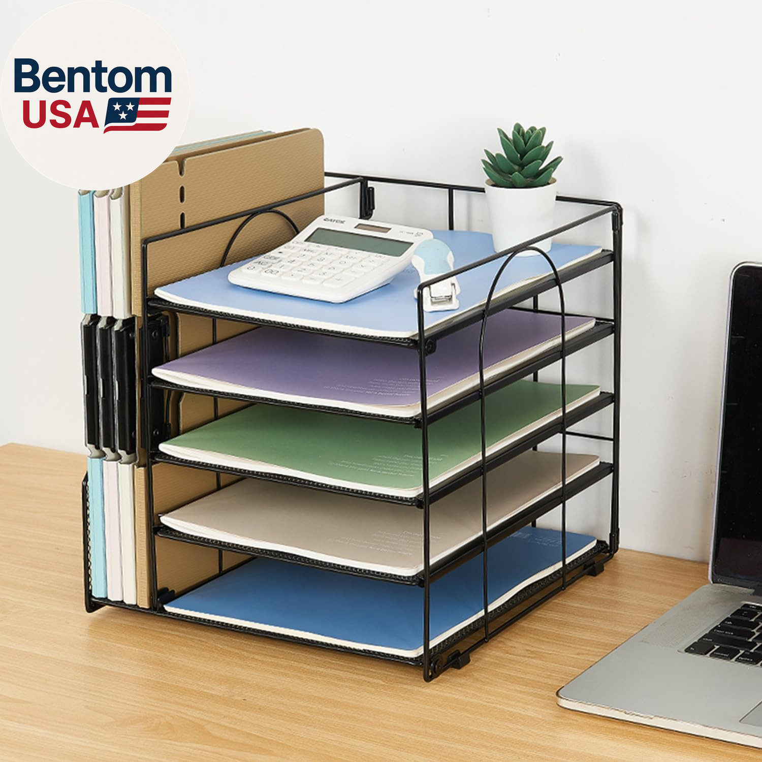 Desk Organizers and Accessories, 5-Tier Paper Letter Tray Organizer with File Ho
