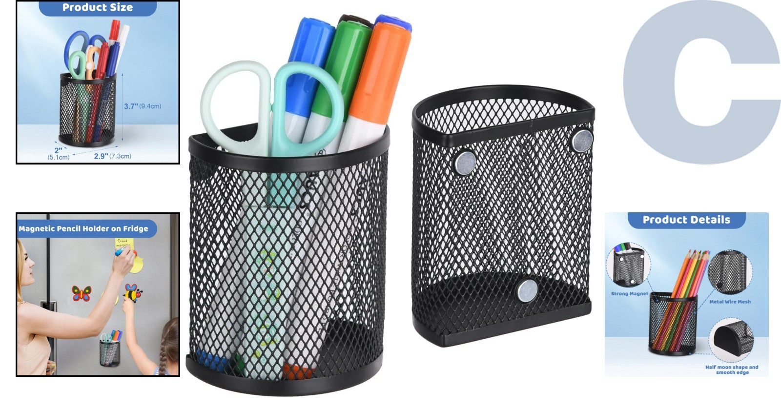 2 Pack Lightweight Magnetic Pencil Holders – Perfect for Clutter-Free Spaces