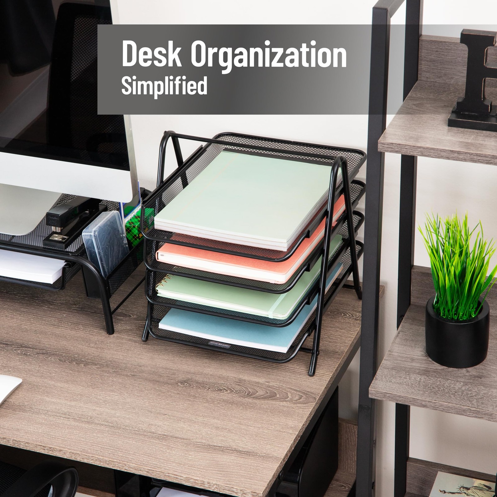 Mind Reader 4-Tier Paper Tray, Desktop Organizer, File Storage, Workspace, Of…