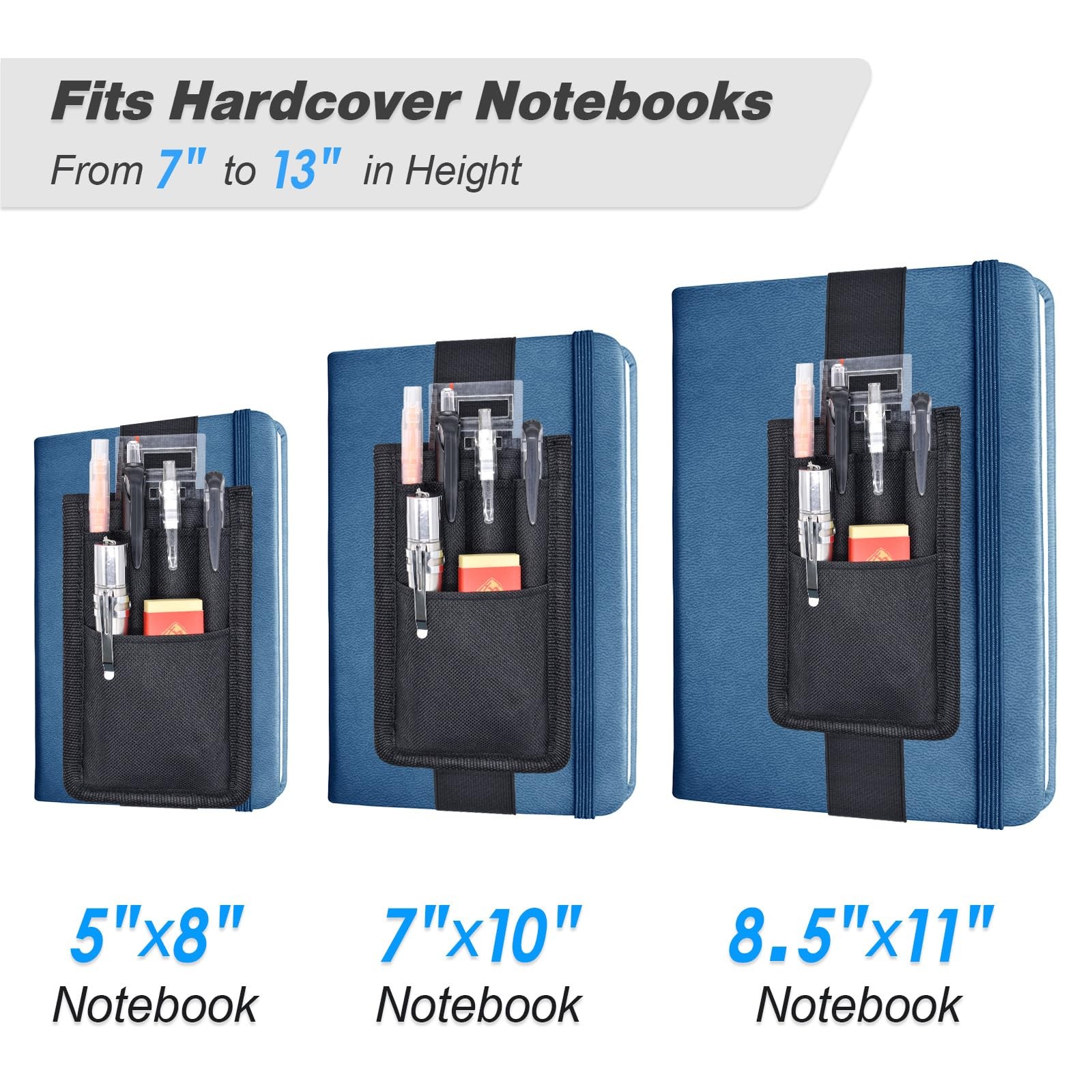 KATOLK 2 Pcs Pen Holder for Notebook, 3 Adjustable Elastic Bands with 2 Penci…