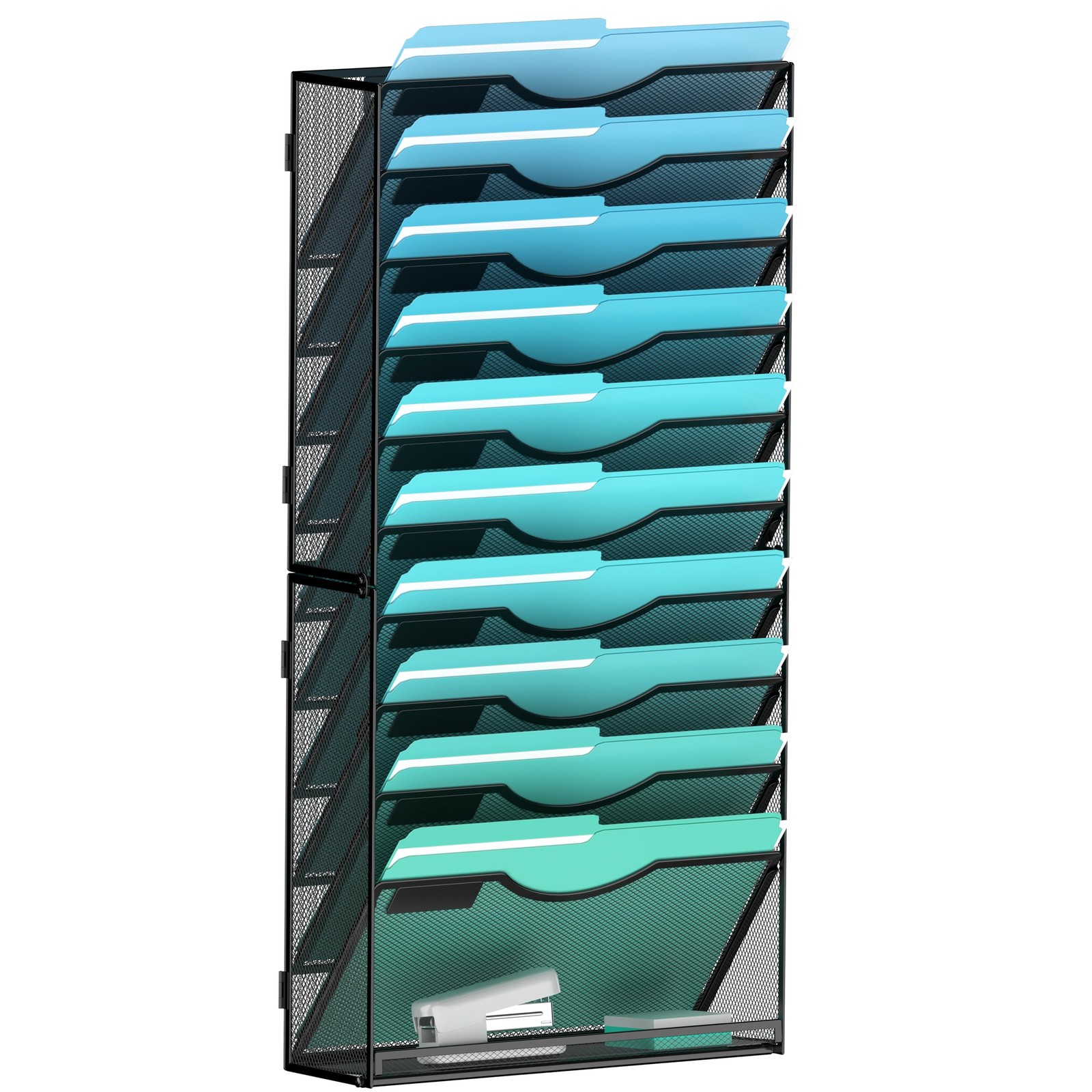 Gawerk 11-Tier Wall File Organizer Hanging Holder 11-T, Black