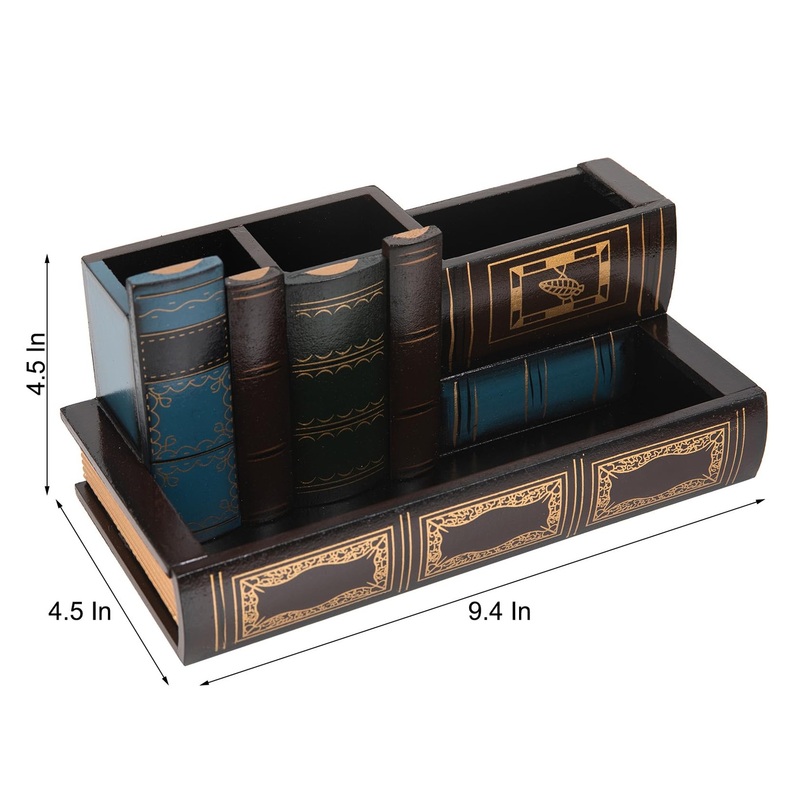 Decorative Pencil and Pen Holder with Storage Drawer, Wooden Desk Organizer C…