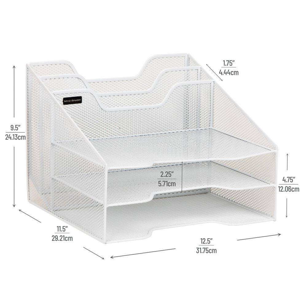 12.5 In. L X 11.5 In. W X 9.5 In. H File Organizer Desk Organizer Paper Tray Met