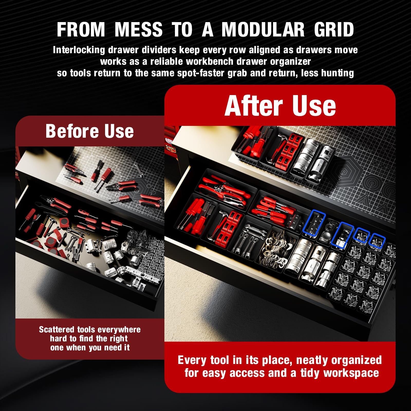 16 PCS Small Parts Tool Box Organizer Trays Screw Chest Garage Workbench