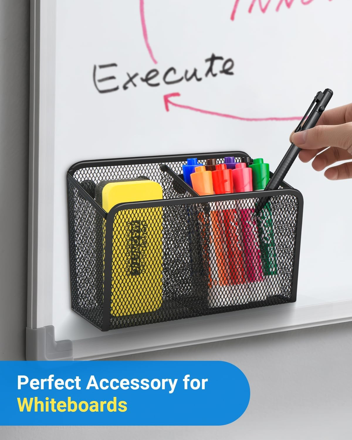 Magnetic Pen Holder, Metal Strong Magnet Pen Cup Magnetic Marker Storage Basket