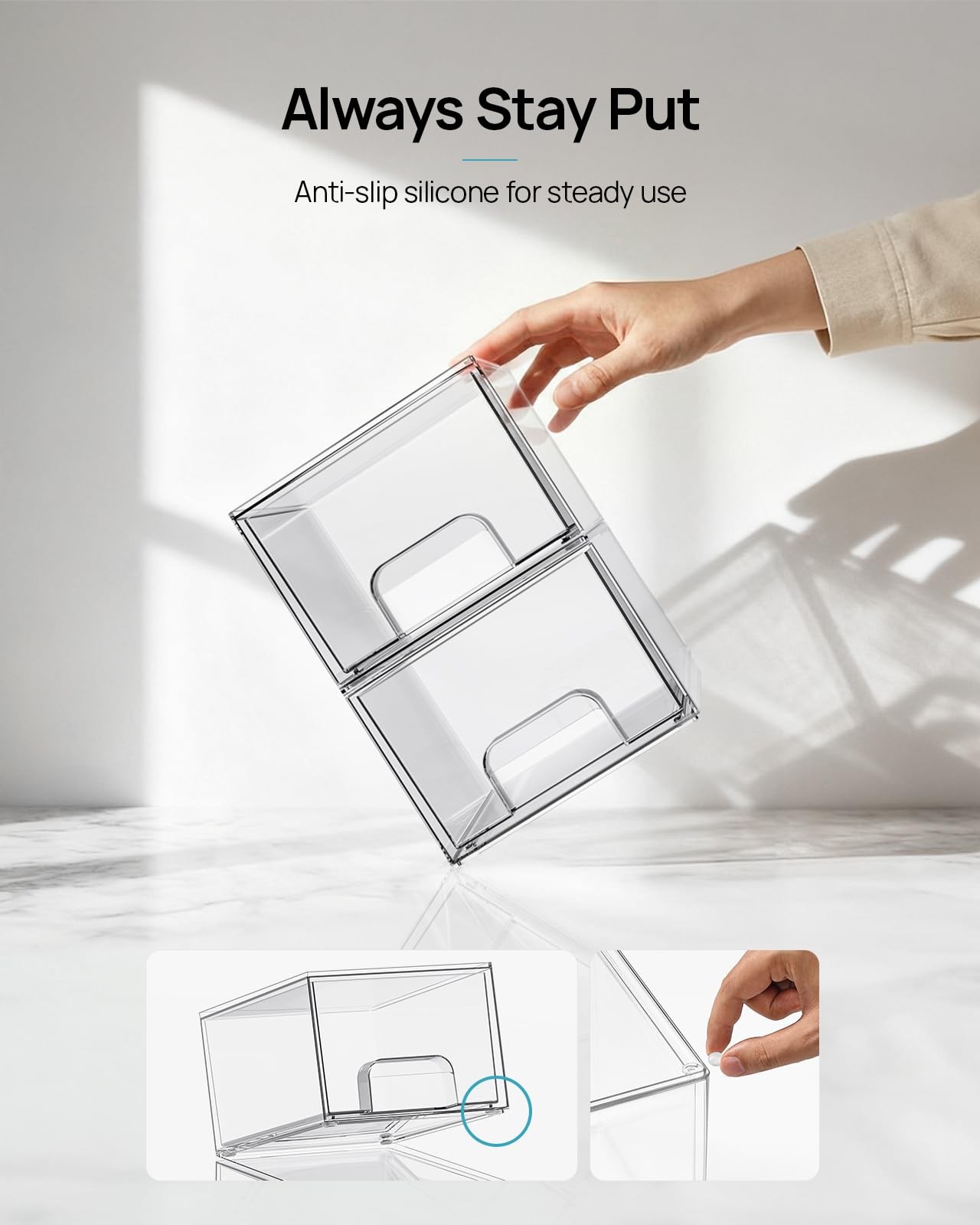 Vtopmart 4 Pack Small Clear Stackable Storage 7.5″D x 6″W x 4.4″H, clear