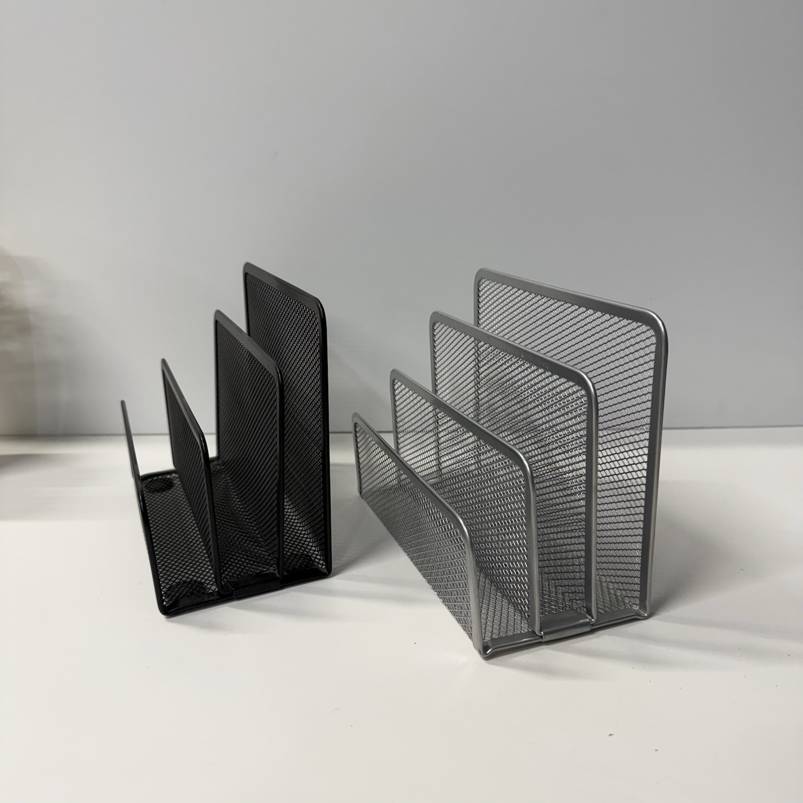 Sturdy Wire Mesh Desk Mail Organizer, 3 Slots, Black & Grey