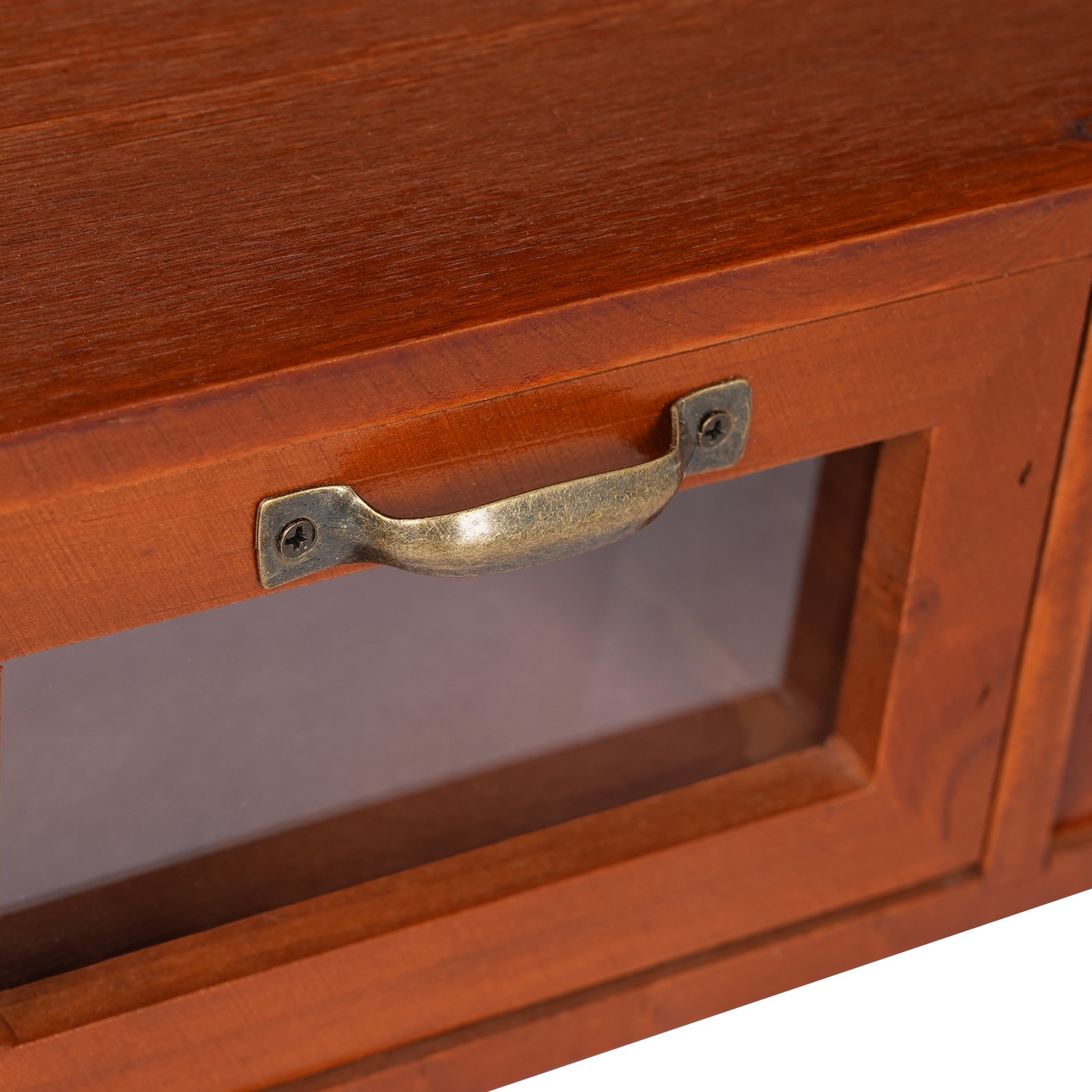 Vintage Desk Organizer Wooden Tabletop Storage Box with 3 Drawers for Office