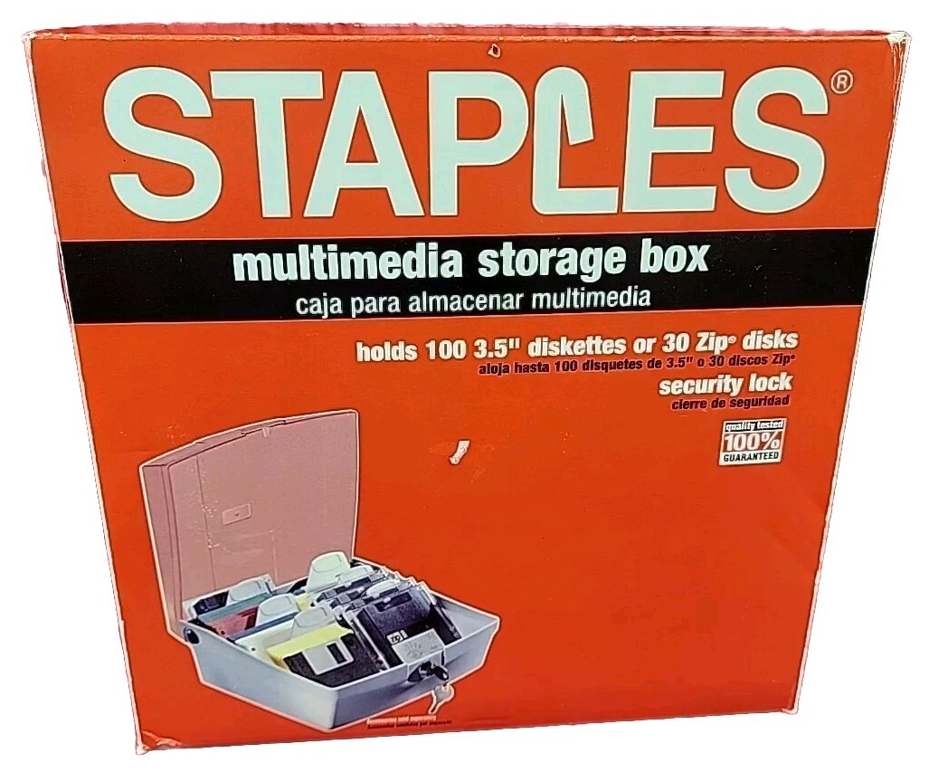 NEW Staples Multi-Media STORAGE Organizer 100X3.5″ OR 30 ZIP DISKS SECURITY LOCK