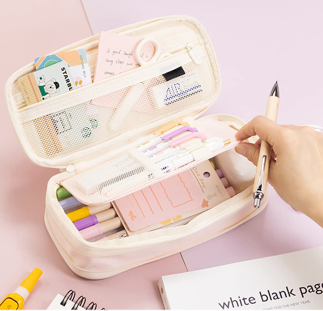 Heavy Duty Pen Pouch, 60+ Slot Holder, Ergonomic Design, Light Pink