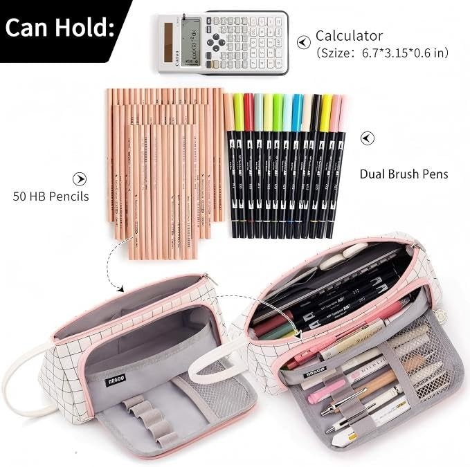 Large Capacity Colored Canvas Storage Pouch Marker Pen Pencil Case Simple Sta…