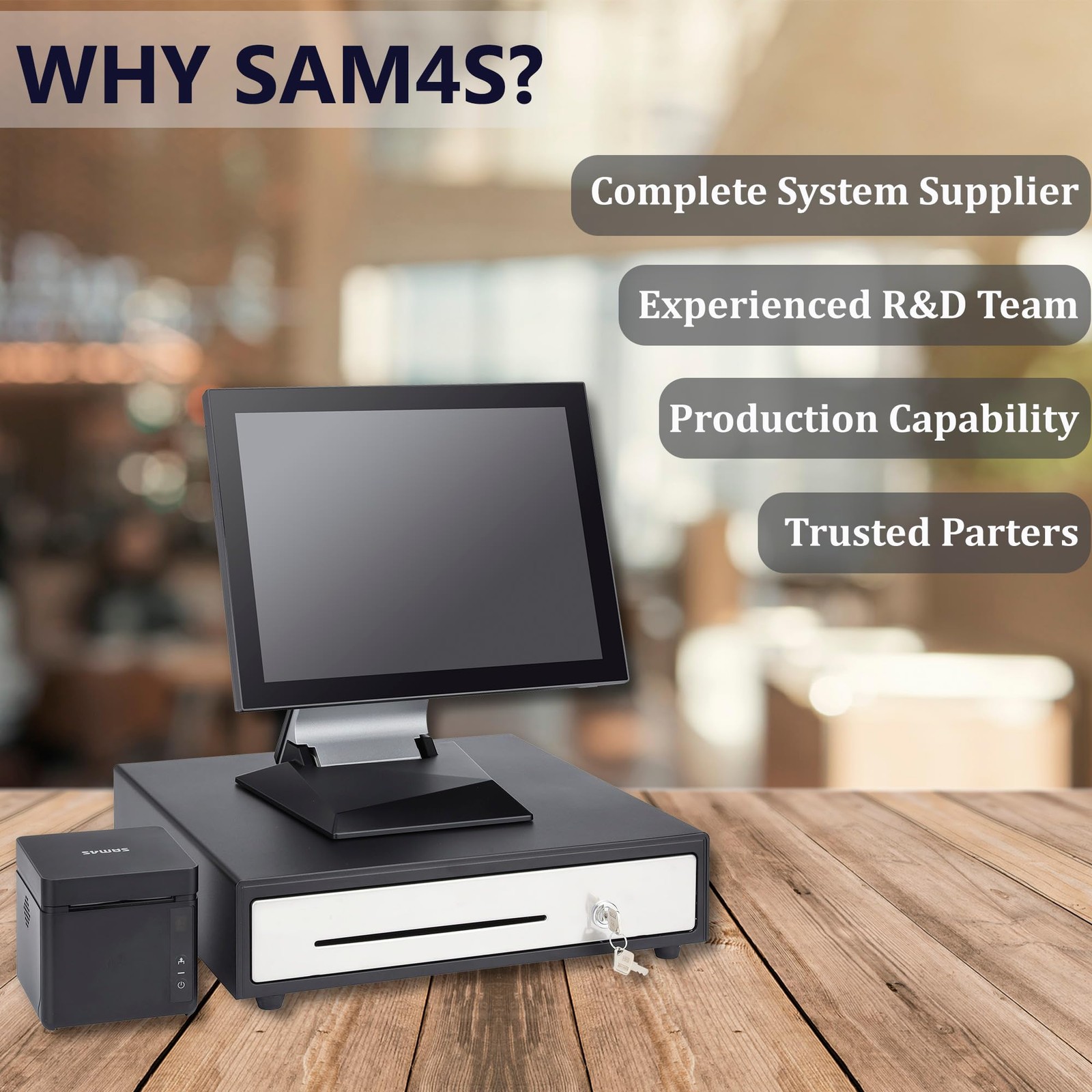 SAM4s 16 Stainless Steel Front Heavy Duty Black POS Cash Drawer with 5Bill/5Coin