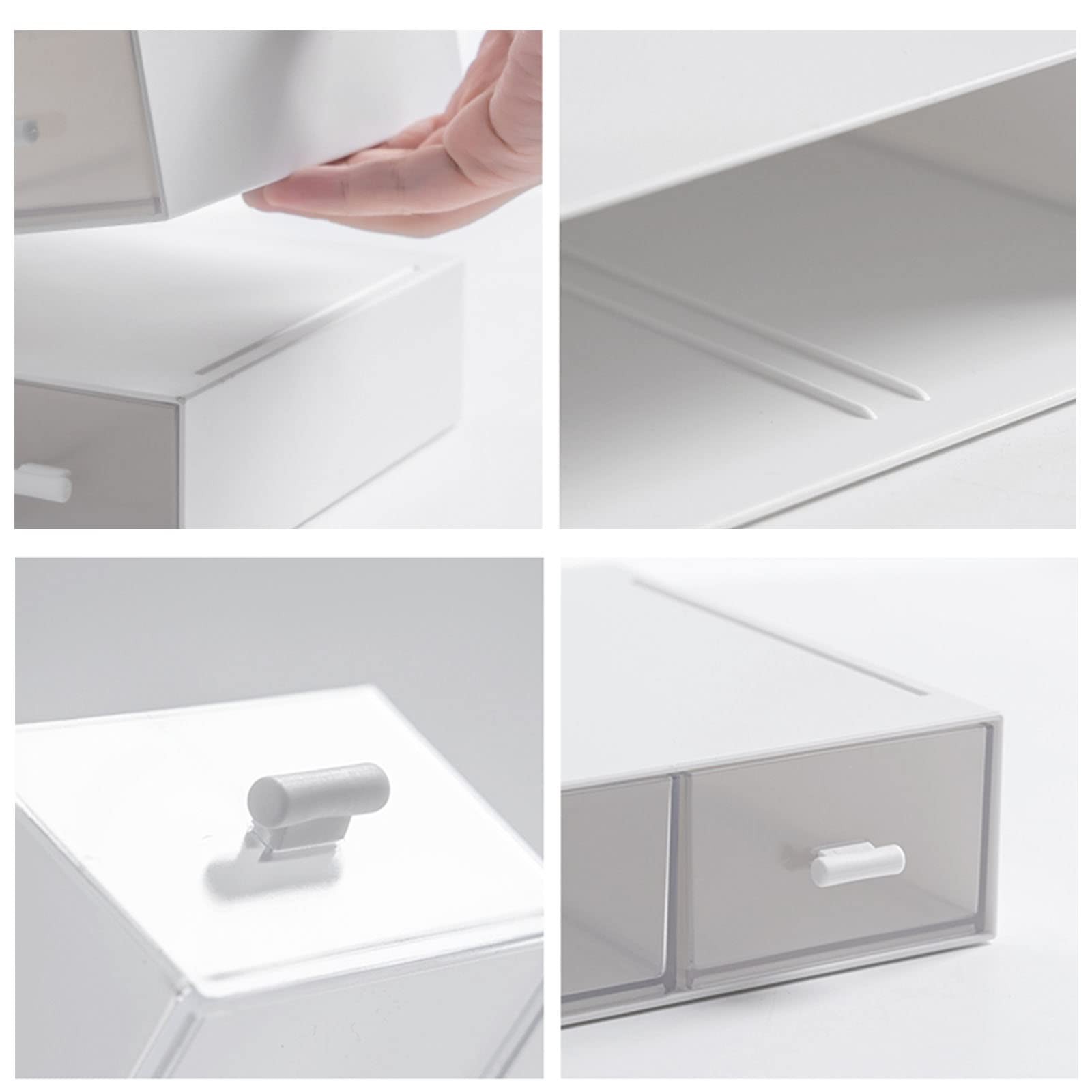 Desk Organizer-Stackable Storage Drawers, 9*6.5*2inch – 2 Compartment, White
