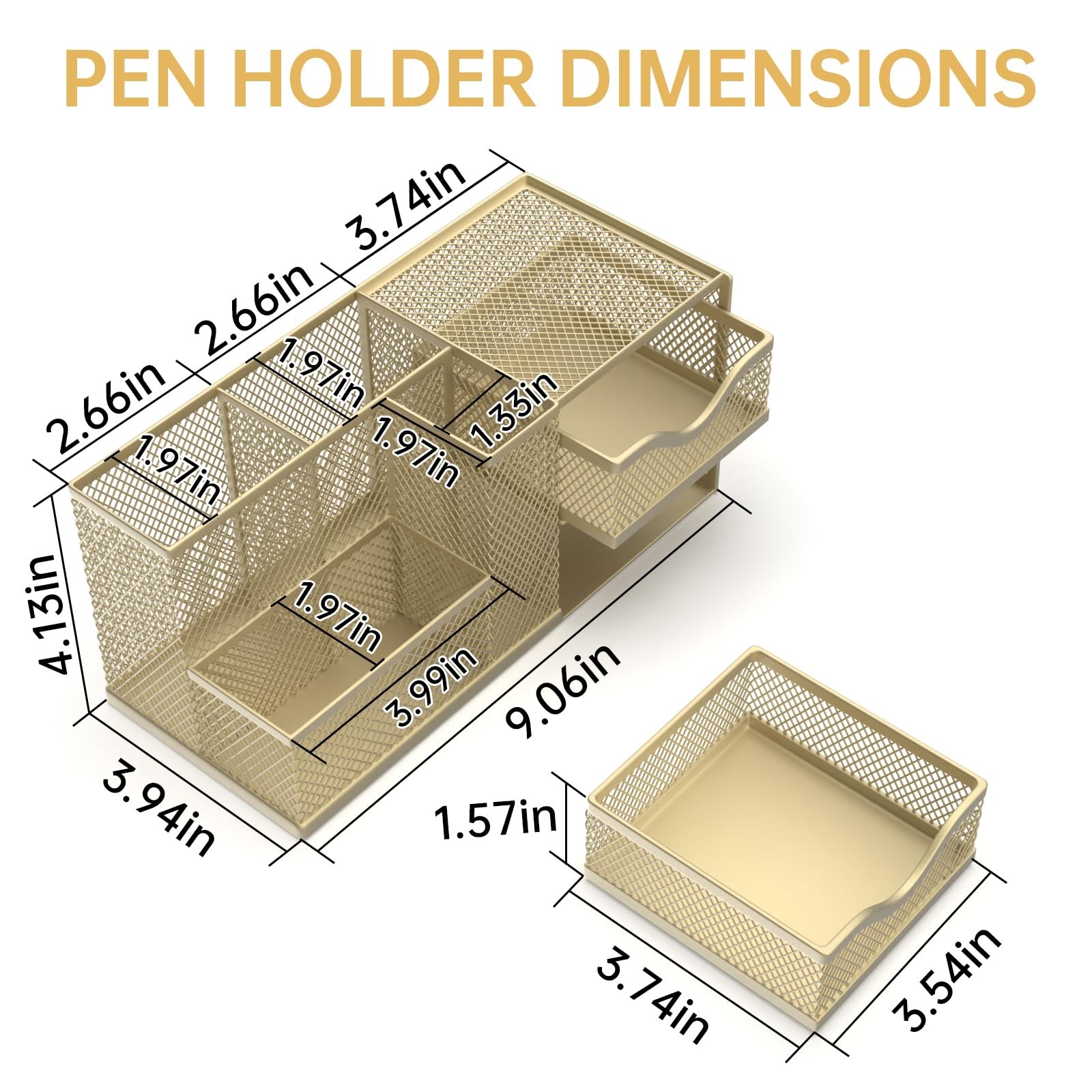 Mesh Desk Organizer, Pen Organizer with 2 Drawers and 5 Compartments, Versati…