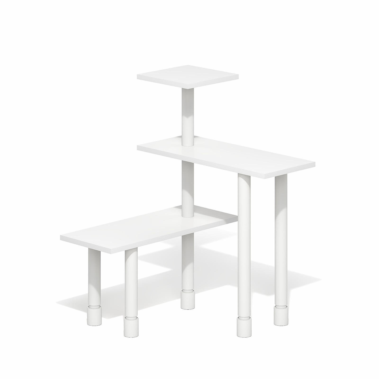 Furinno TURN-N-TUBE 3-Tier Adjustable Desktop Organizer. White