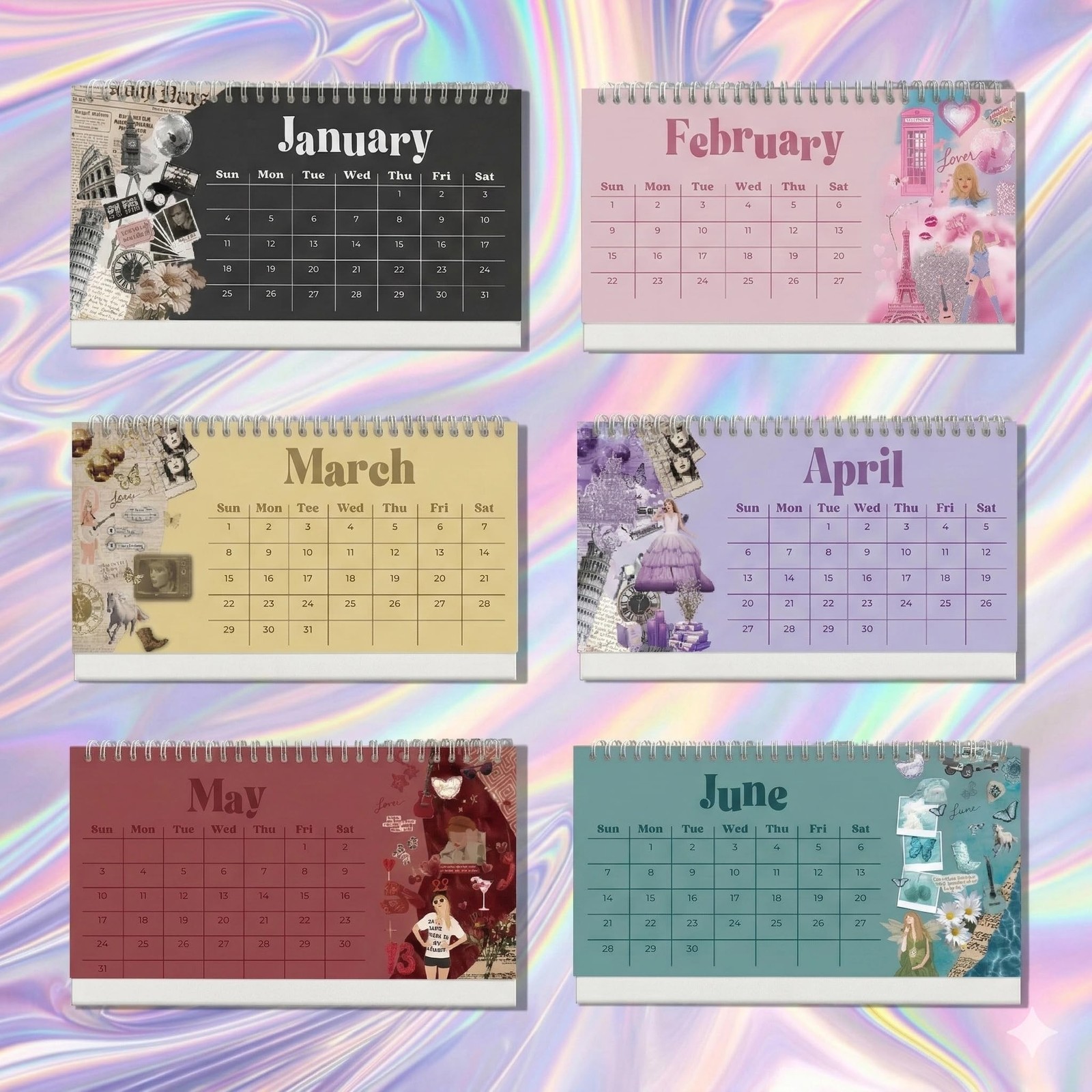 Singer Inspired Desk Calendar 2026 Best Era Design Gift for Music colorful