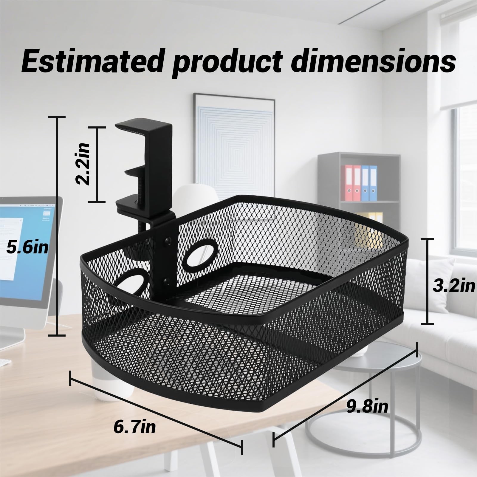 Clamp-On Hanging Desk Organizer – Metal Under-Desk Storage with Clamp Mount, …