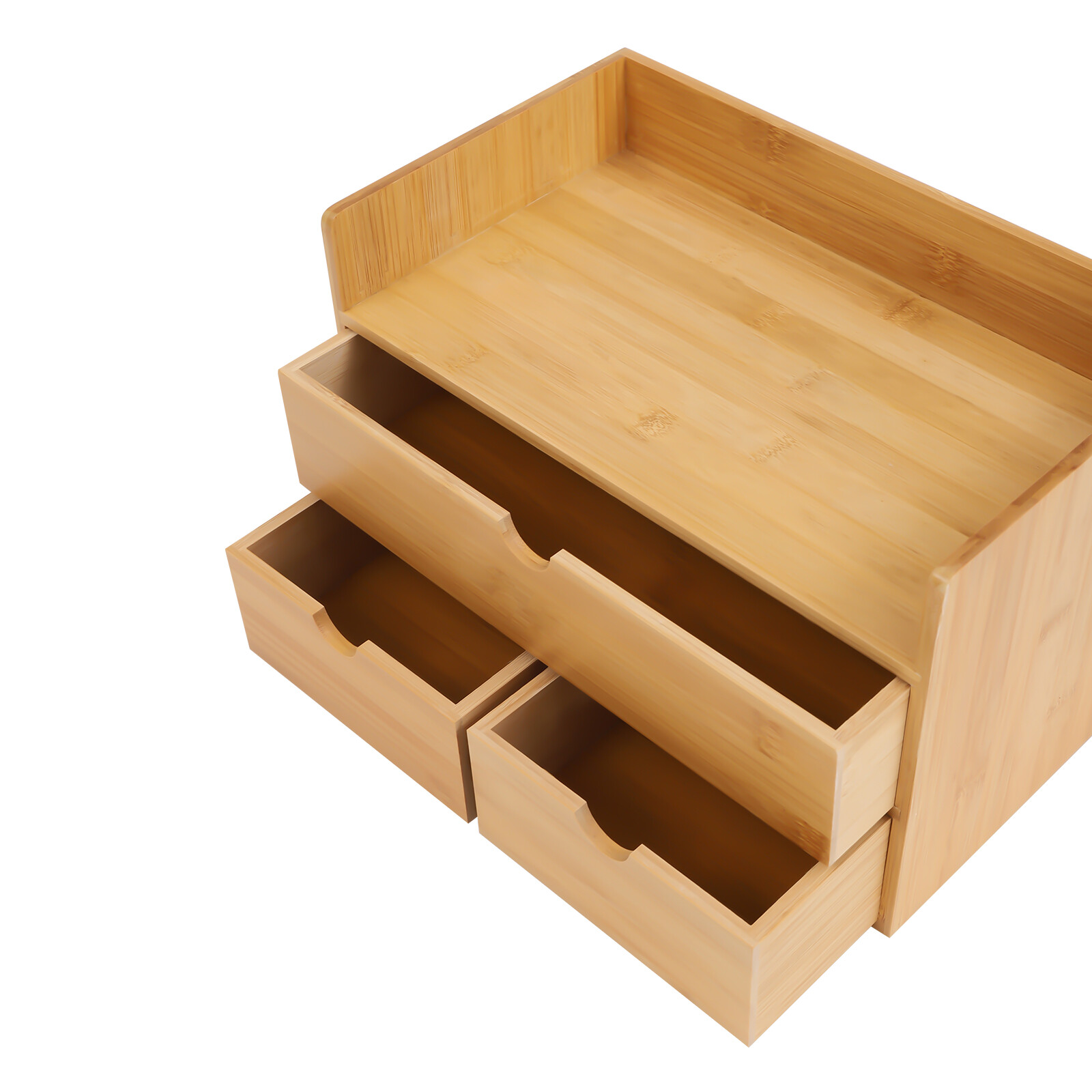Bamboo Desk Organizer Drawer Tabletop Storage Organization Box Home Office