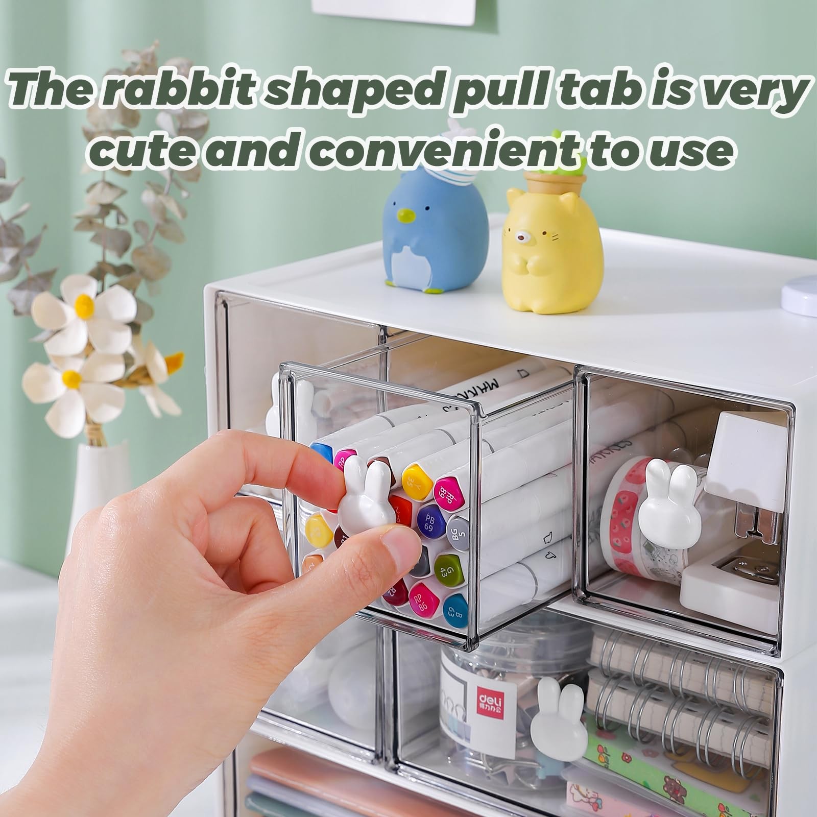Jydesicr Plastic Desk Organizer with Drawers,Desktop Drawers White