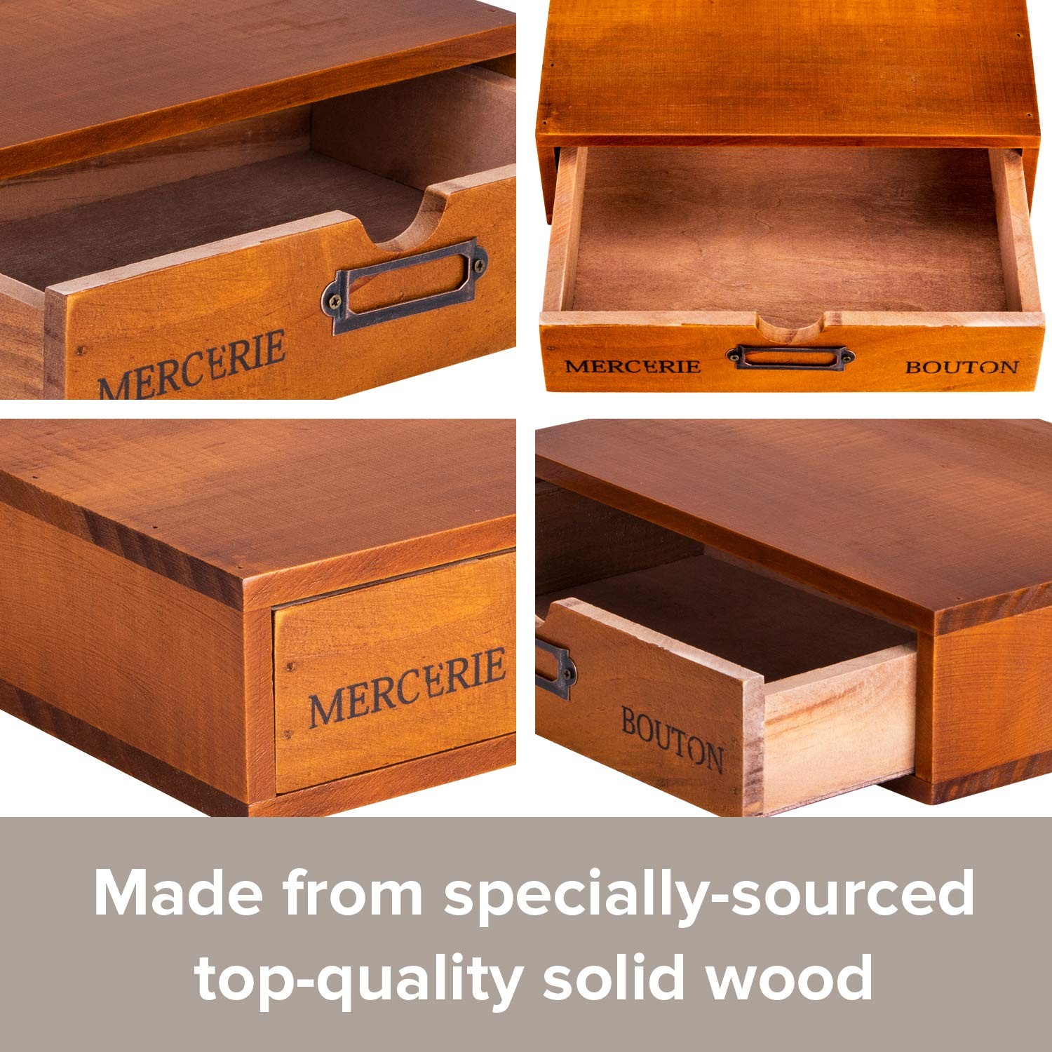 Wooden Single Drawer Unit – Solid Wood Monitor Stand for Desktop Organization…