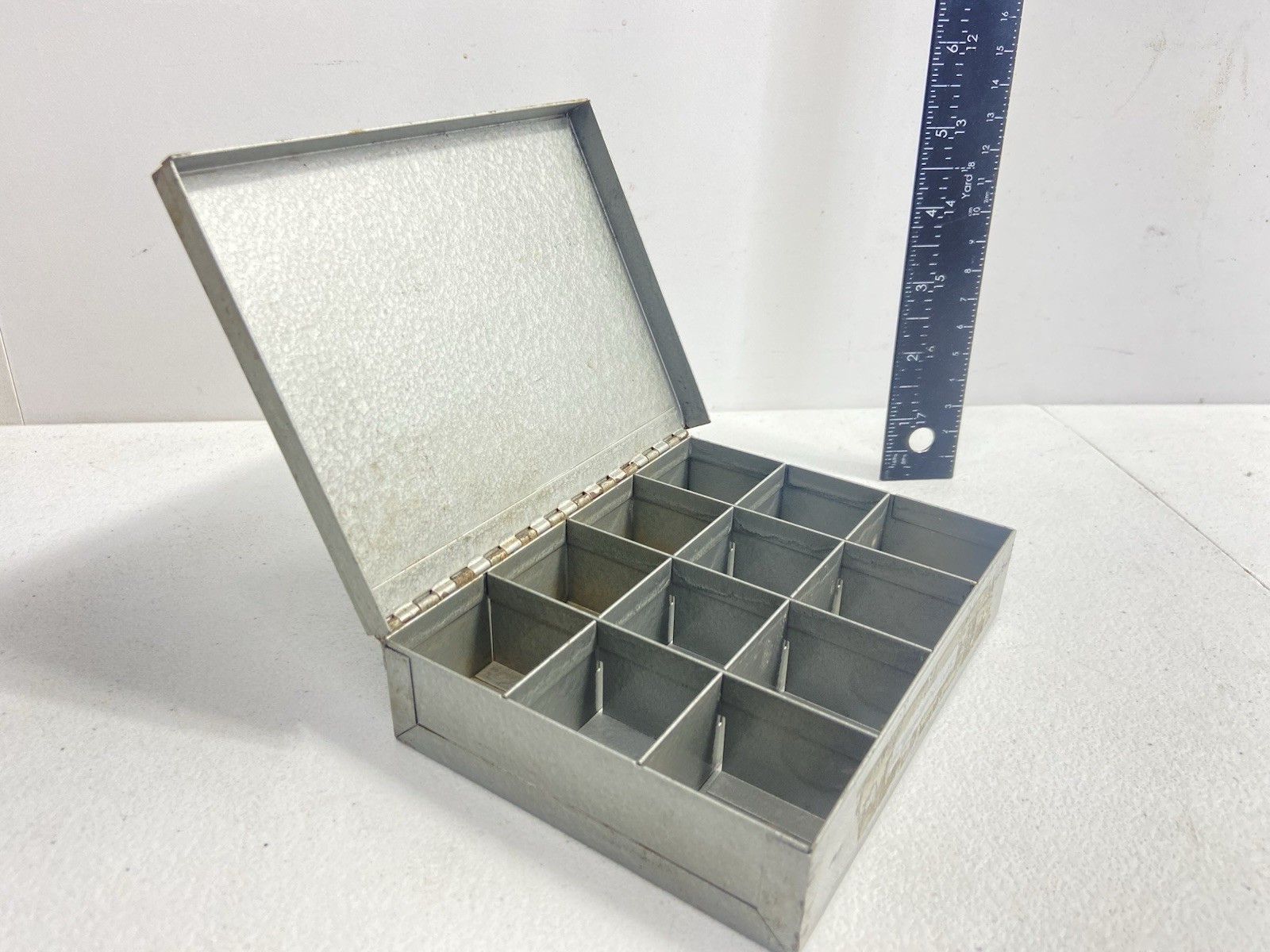 Vintage Metal Storage Mini Organizer 6″ Coins Tools Hardware.
