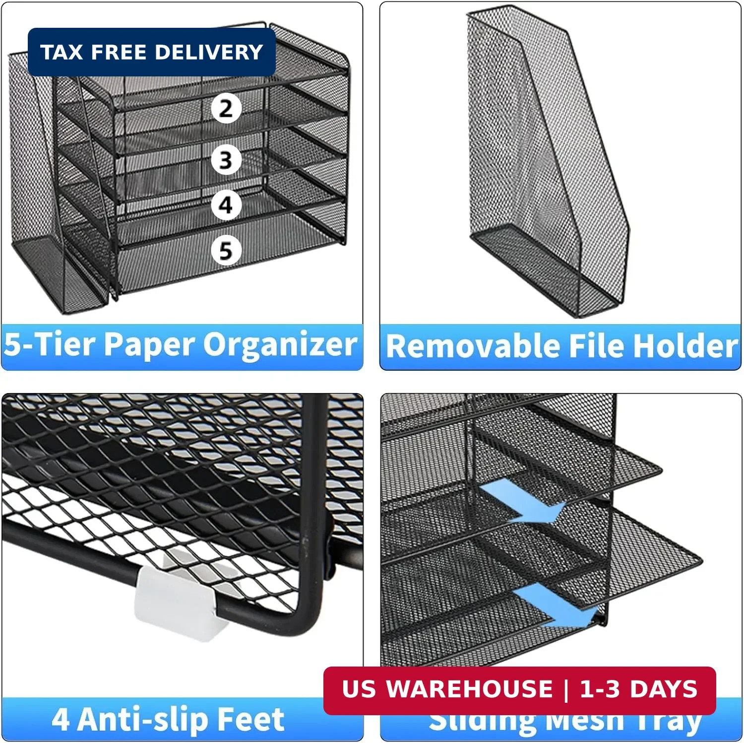 OPNICE Desk Organizers and Accessories, 5-Tier Paper Organizer Letter Tray with