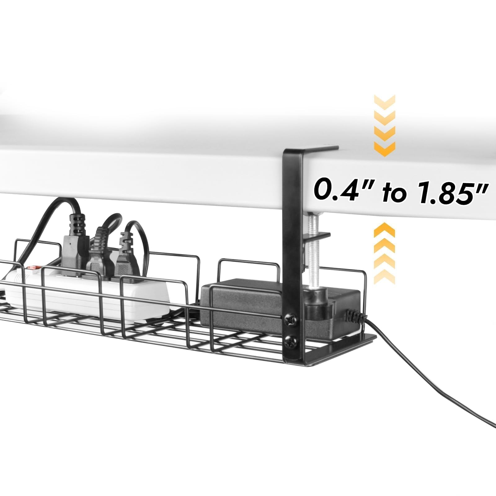 Under Desk Cable Management Tray No Drill 2pack Kit- 15.7” Long 5.1” Black
