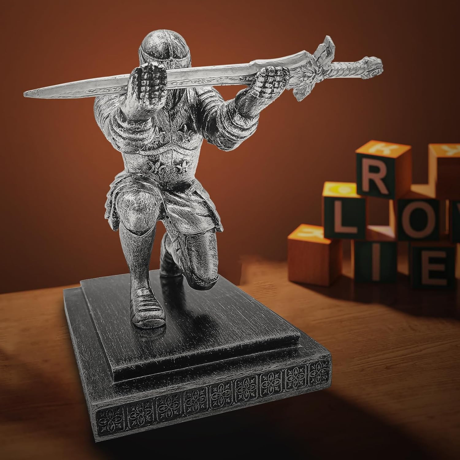 Knight Pen Holder,Knights Pen Stand with Magnet Sword,Executive Pen Stand,Resin