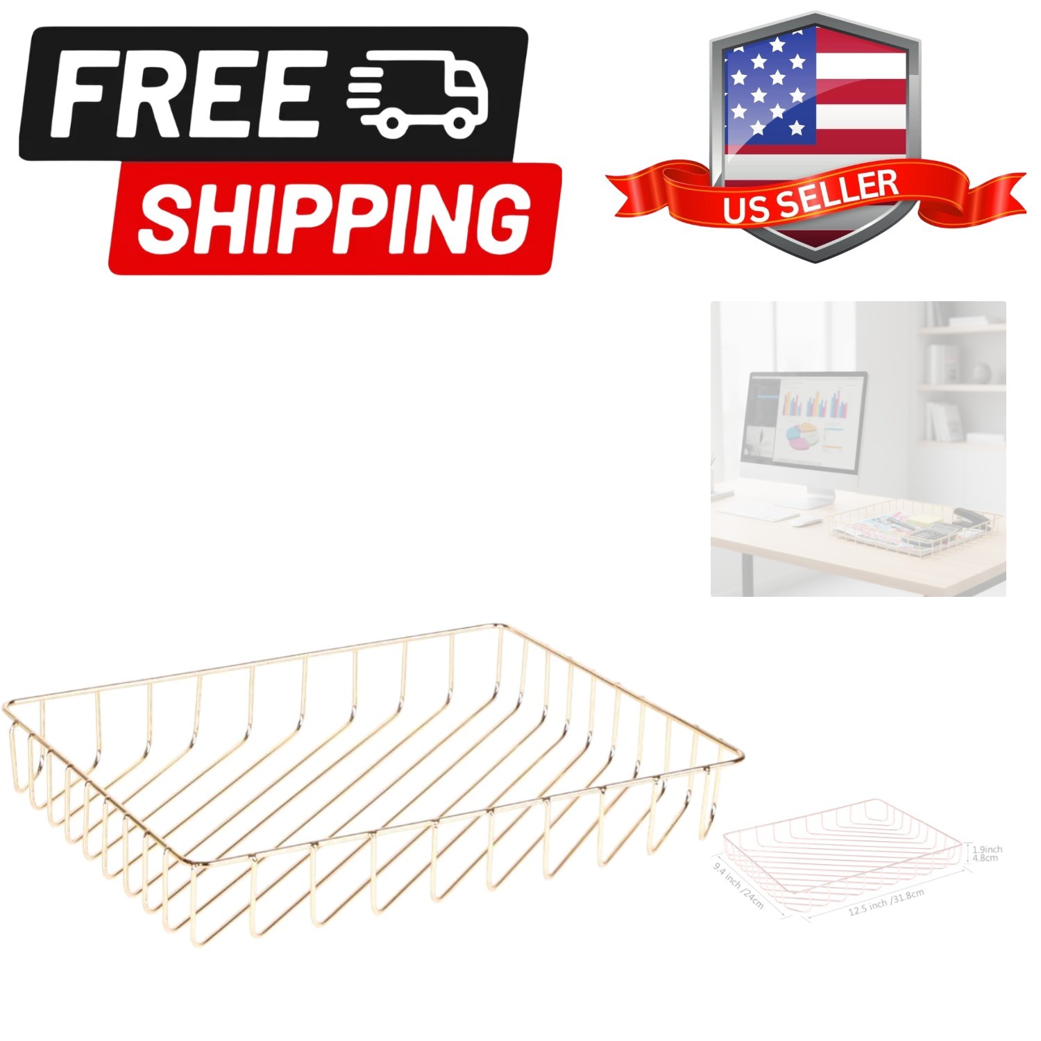 Paper Organizer for Desk Metal Paper Tray Large Capacity Letter Tray File Hol…