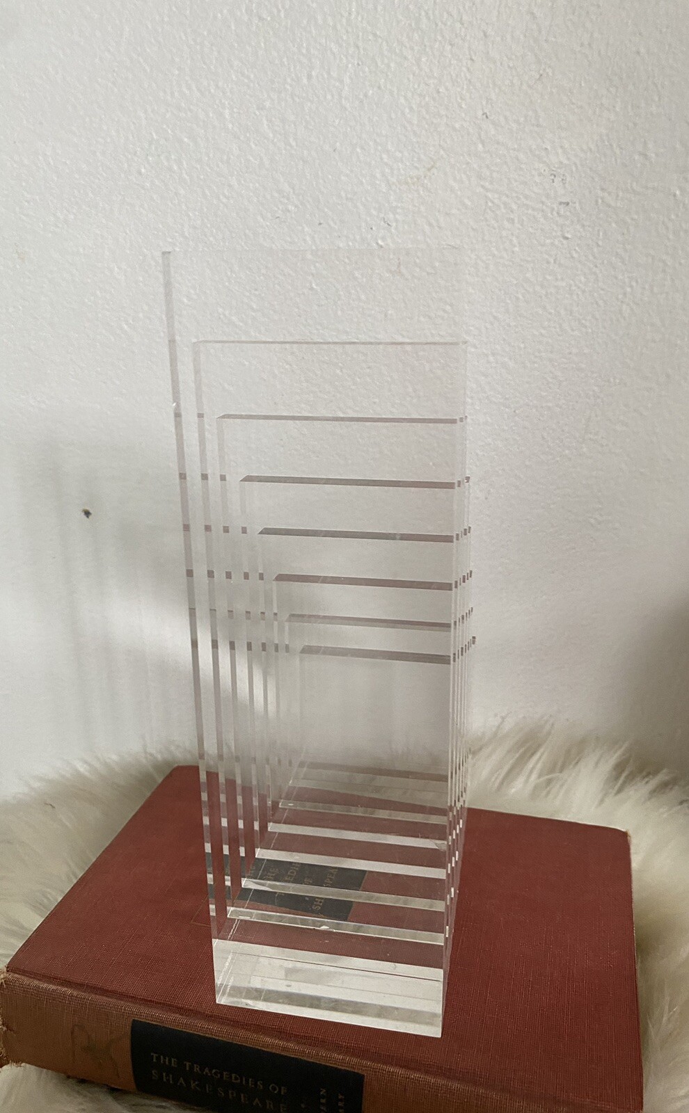 Russell & Hazel Acrylic Clear Letter File Holder 7 Slots Signed 8 in Tall