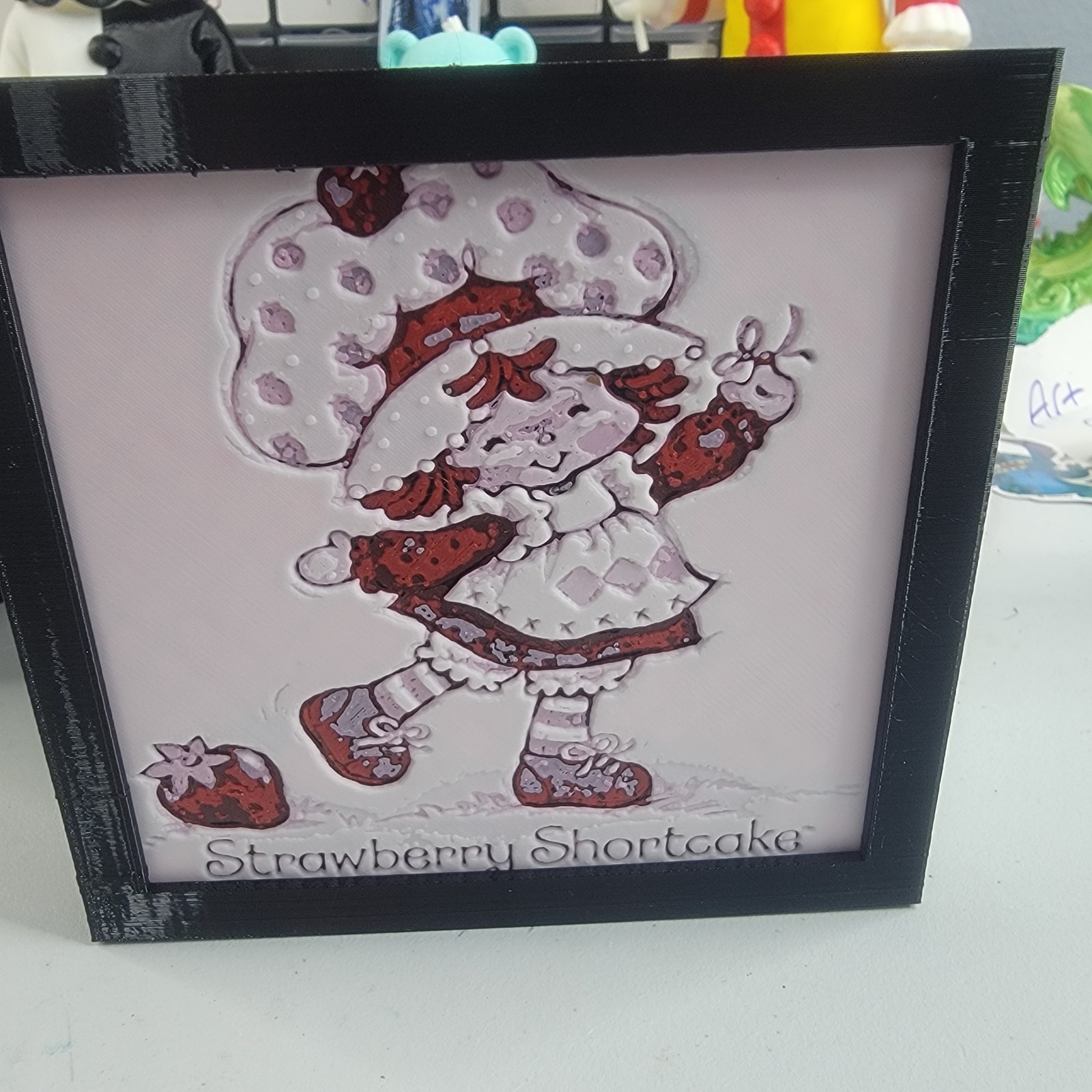 80s Retro Cartoon 3D Printed Shadow Box Organizer Cube Rainbow Pony Strawberry