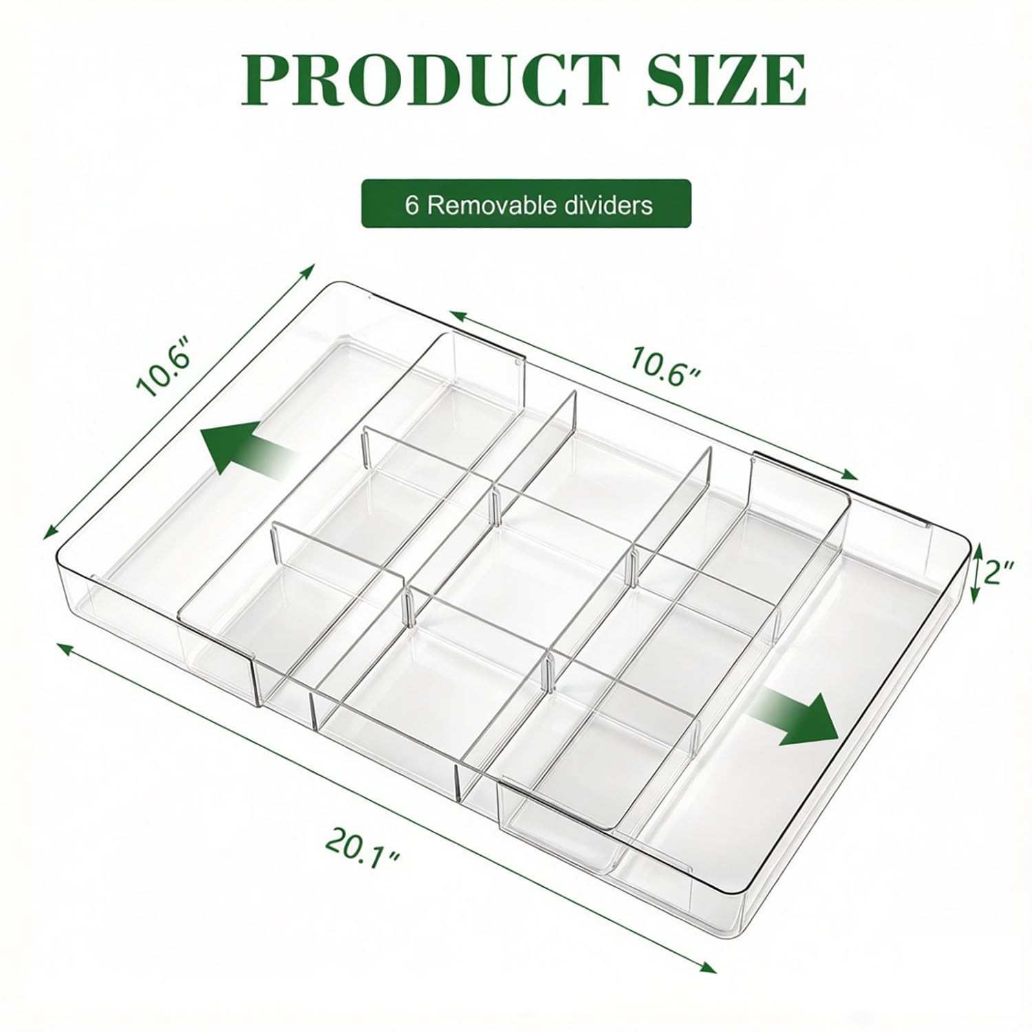 Expandable Drawer Organizers, Acrylic Desk Drawer Organizer with Adjustable D…