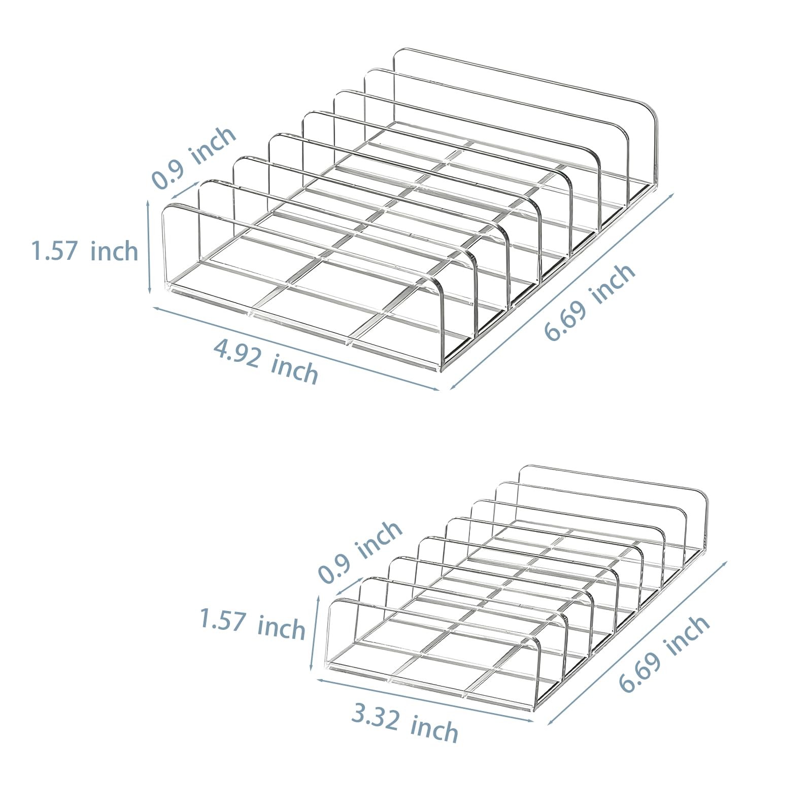 Makeup Palette Organizer, 2 Pack Clear Large 7-slot+Small 7-slot,