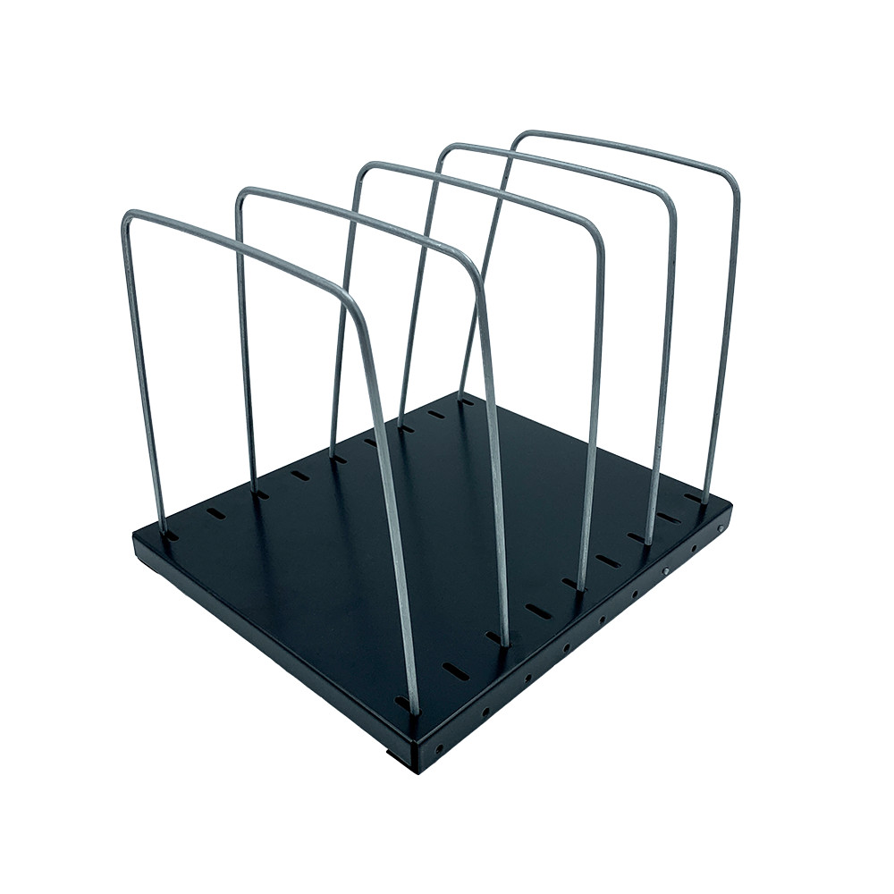 Huron 4 Slot Metal Vertical Organizer w/ Adjustable Wire Separators Black 0155