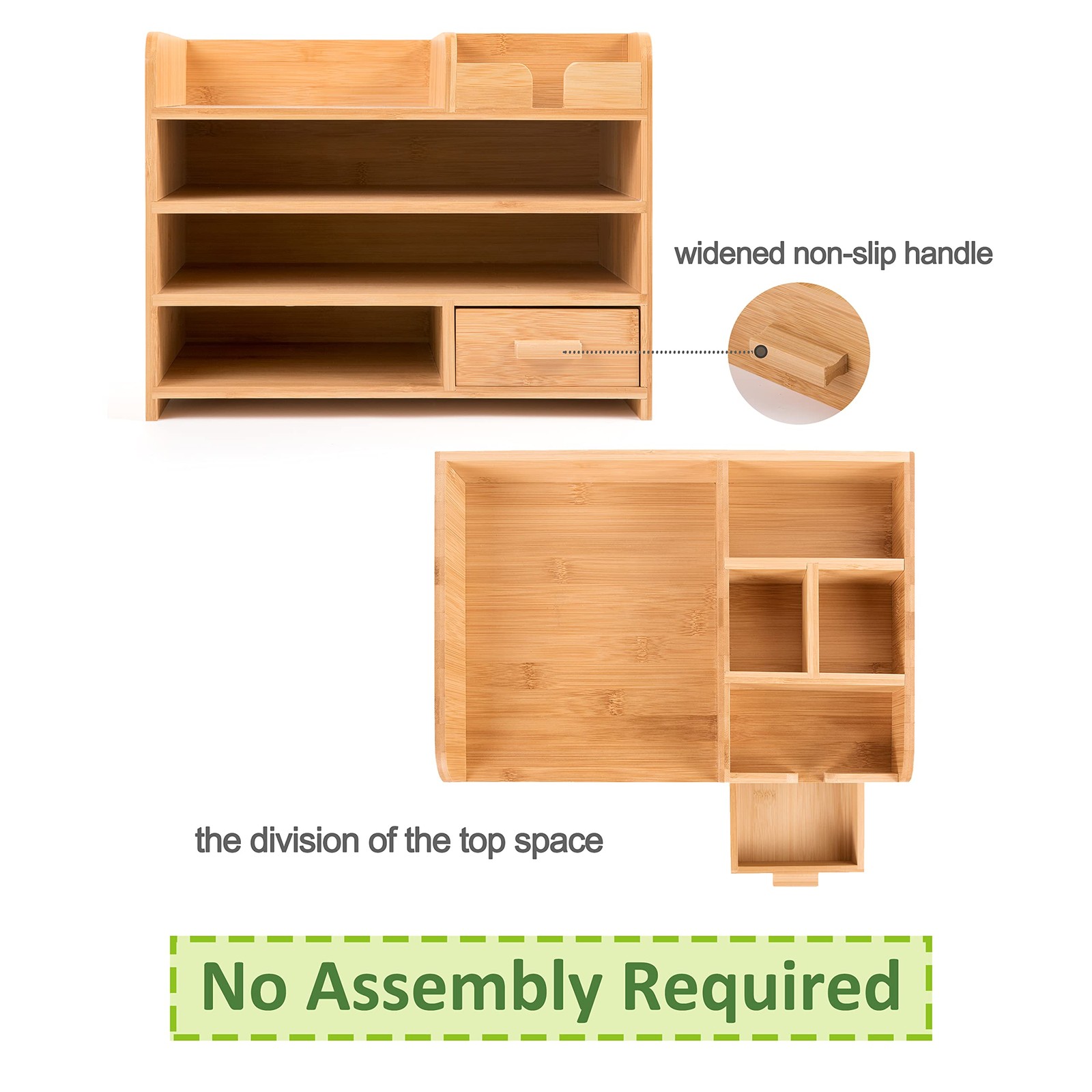 HYNAWIN Bamboo Desktop Organizer with Drawers, Tabletop 4-Tier, Natural