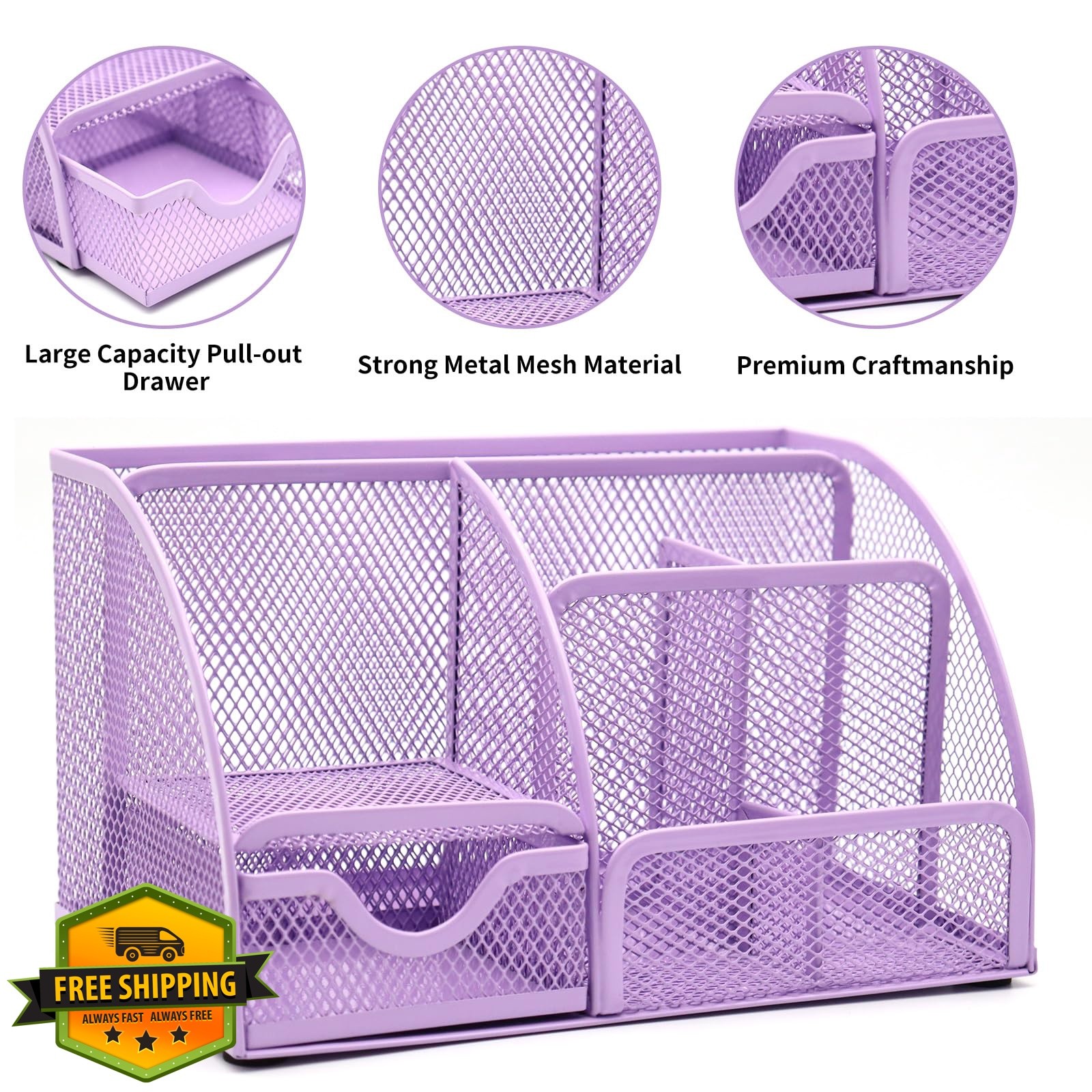 Shellvcase Purple Desk Organizer Set 12pcs