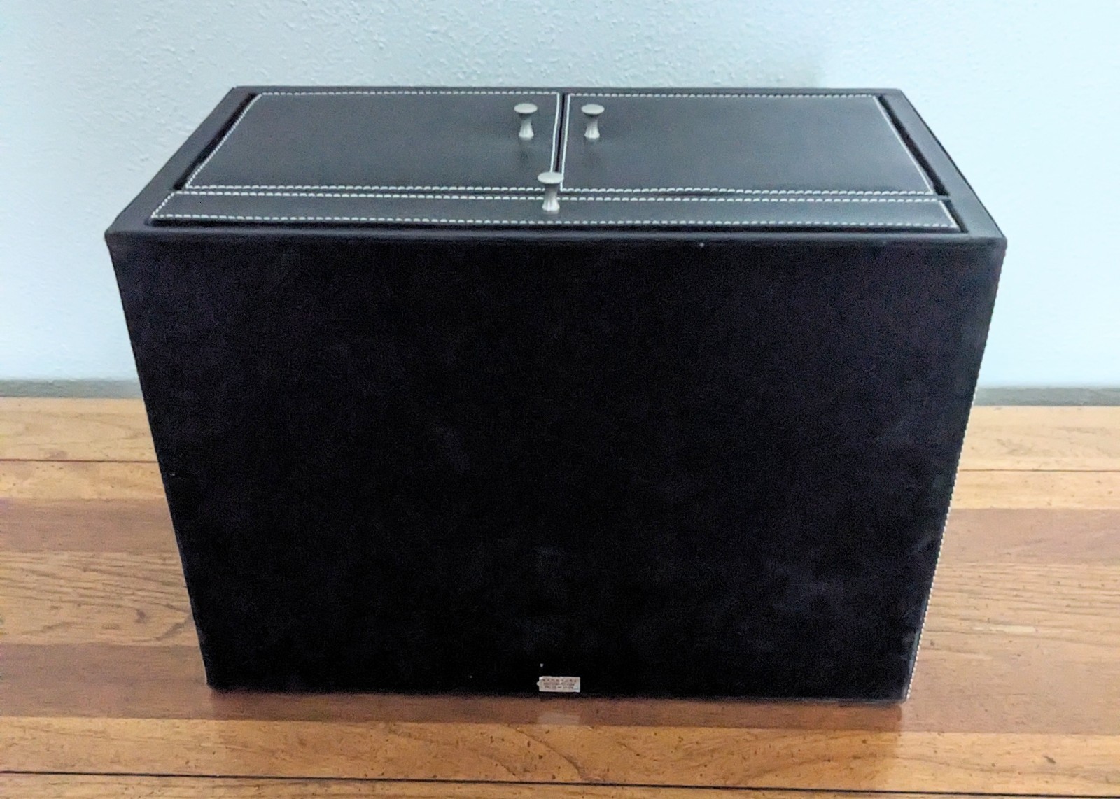 Levenger Leather Desk Organizer Valet Black Double Door Storage Tray Drawer